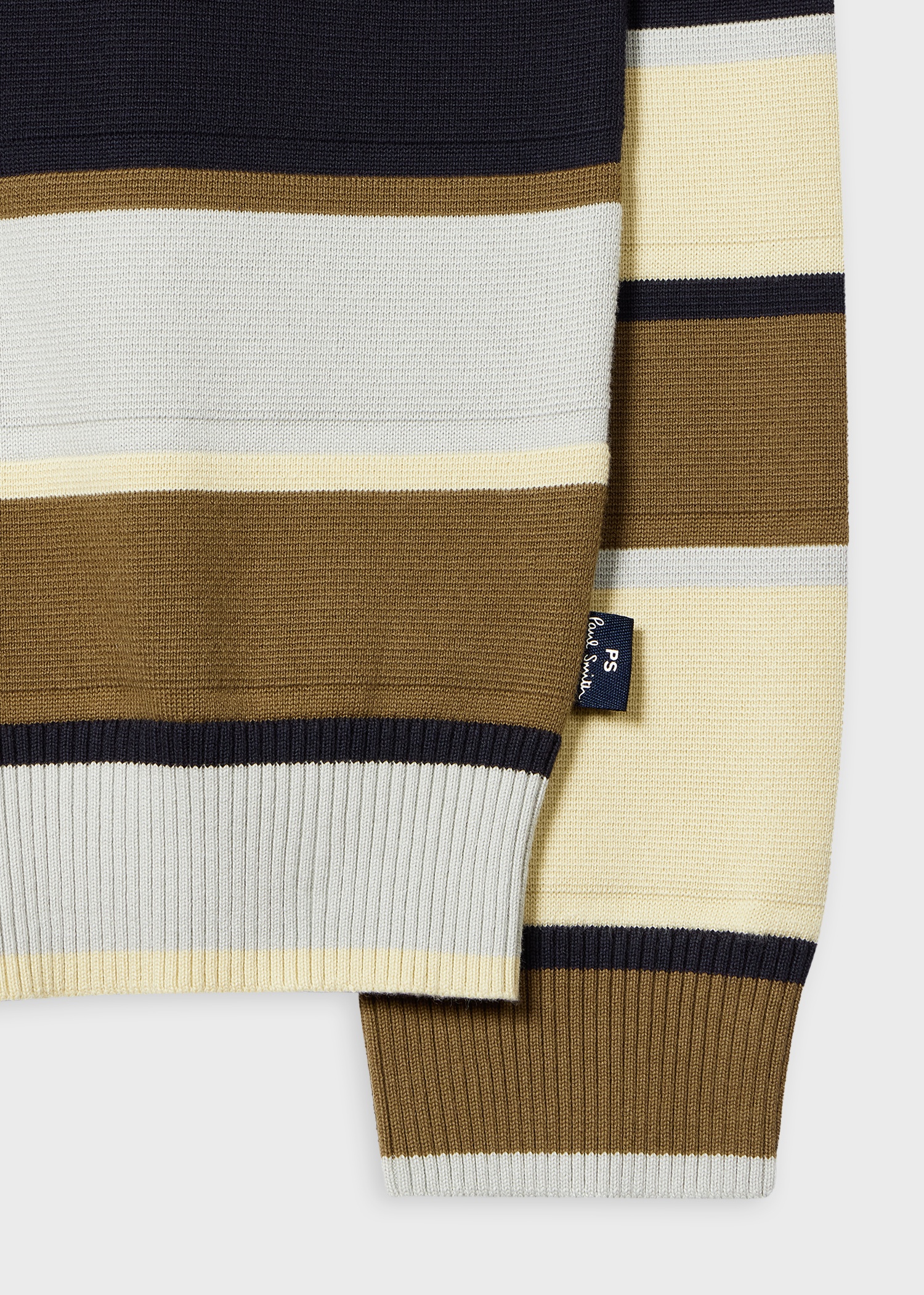 Grey And Khaki Stripe Milano Cotton Sweater - 2