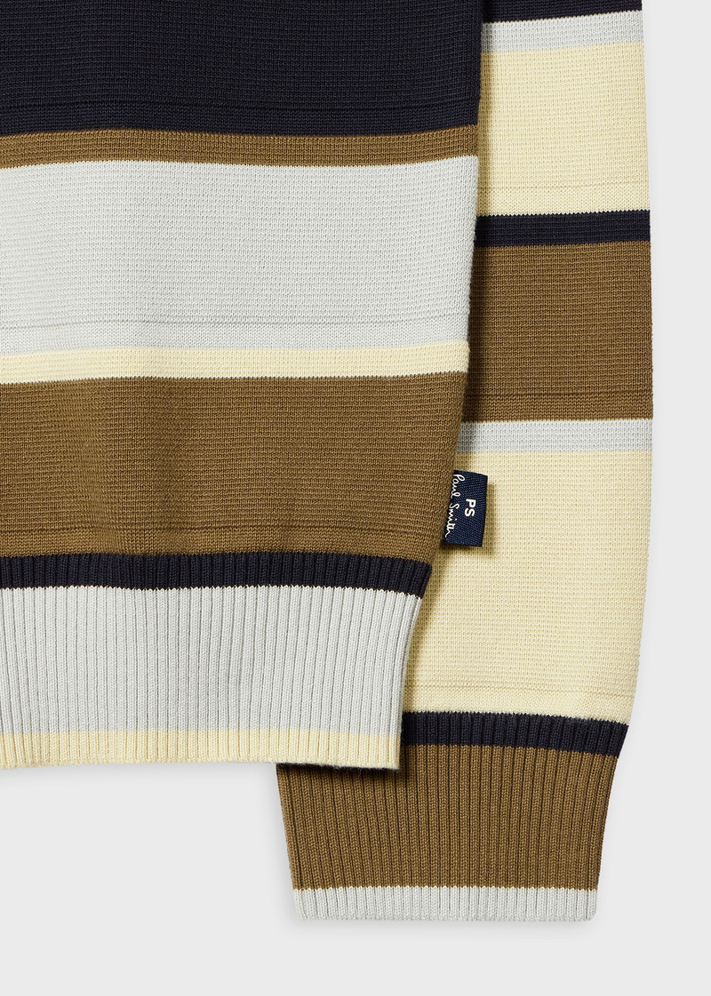 Paul Smith Grey And Khaki Stripe Milano Cotton Sweater outlook