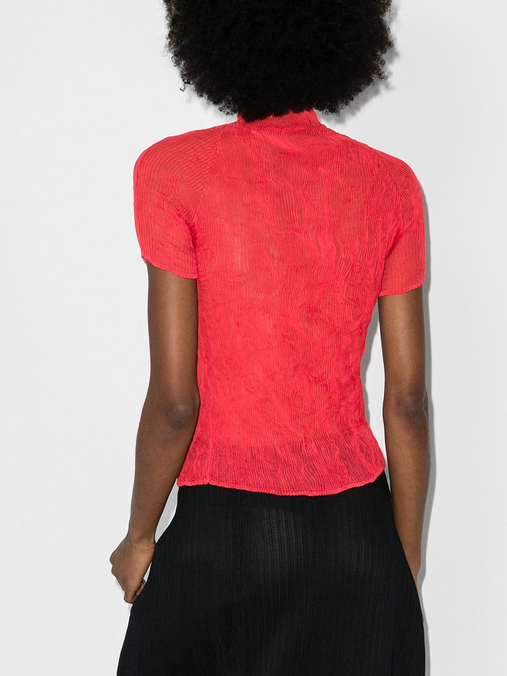 plissé-effect mock-neck top - 3