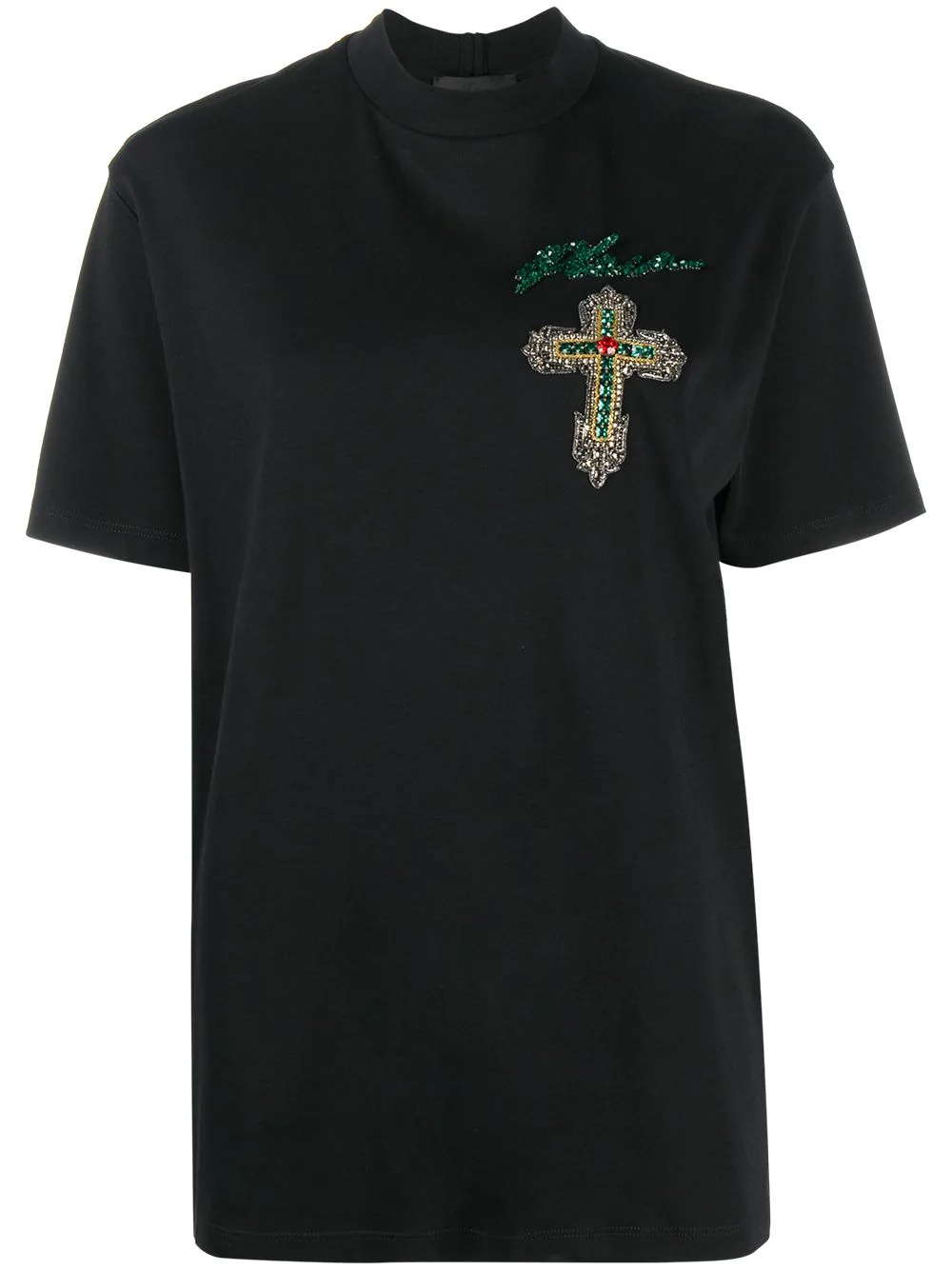 crystal-embellished baroque logo T-shirt - 1