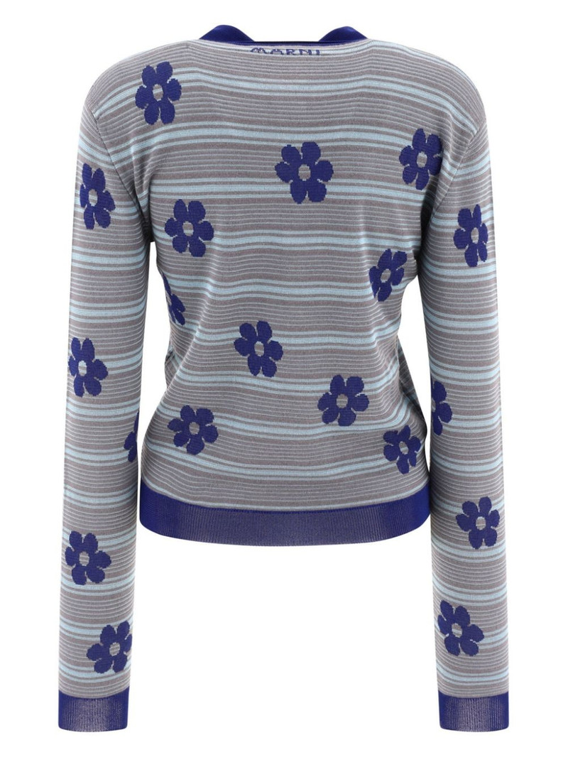 Marni floral embroidered striped polo outlook