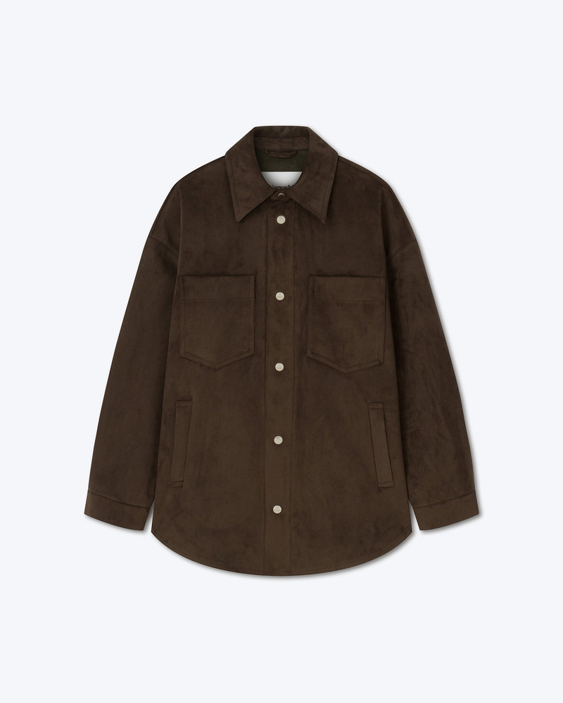 MARTIN - Alt-suede overshirt - Coffee bean 1