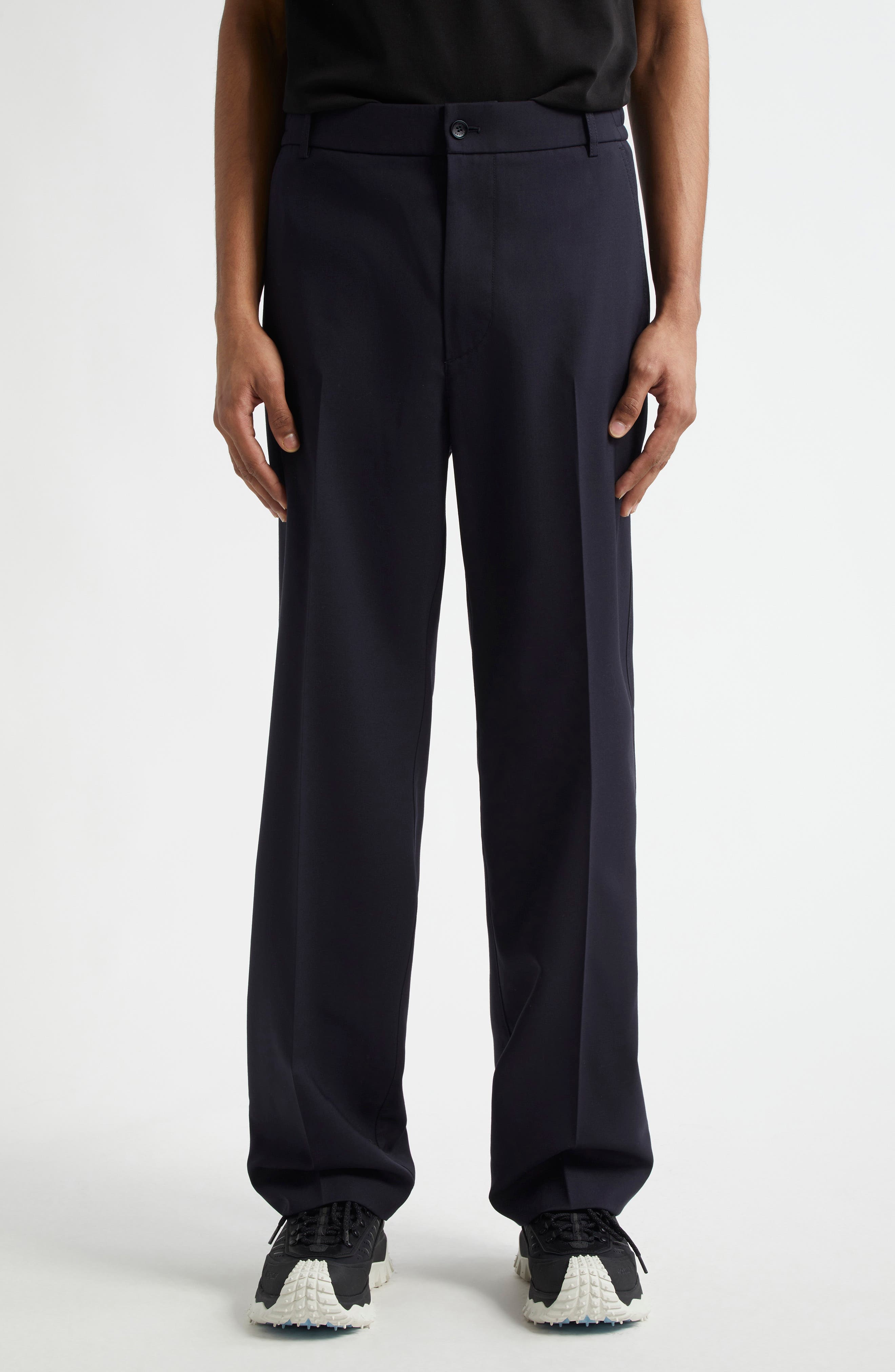 Moncler Wool Blend Gabardine Pants in Deep Indigo at Nordstrom - 1