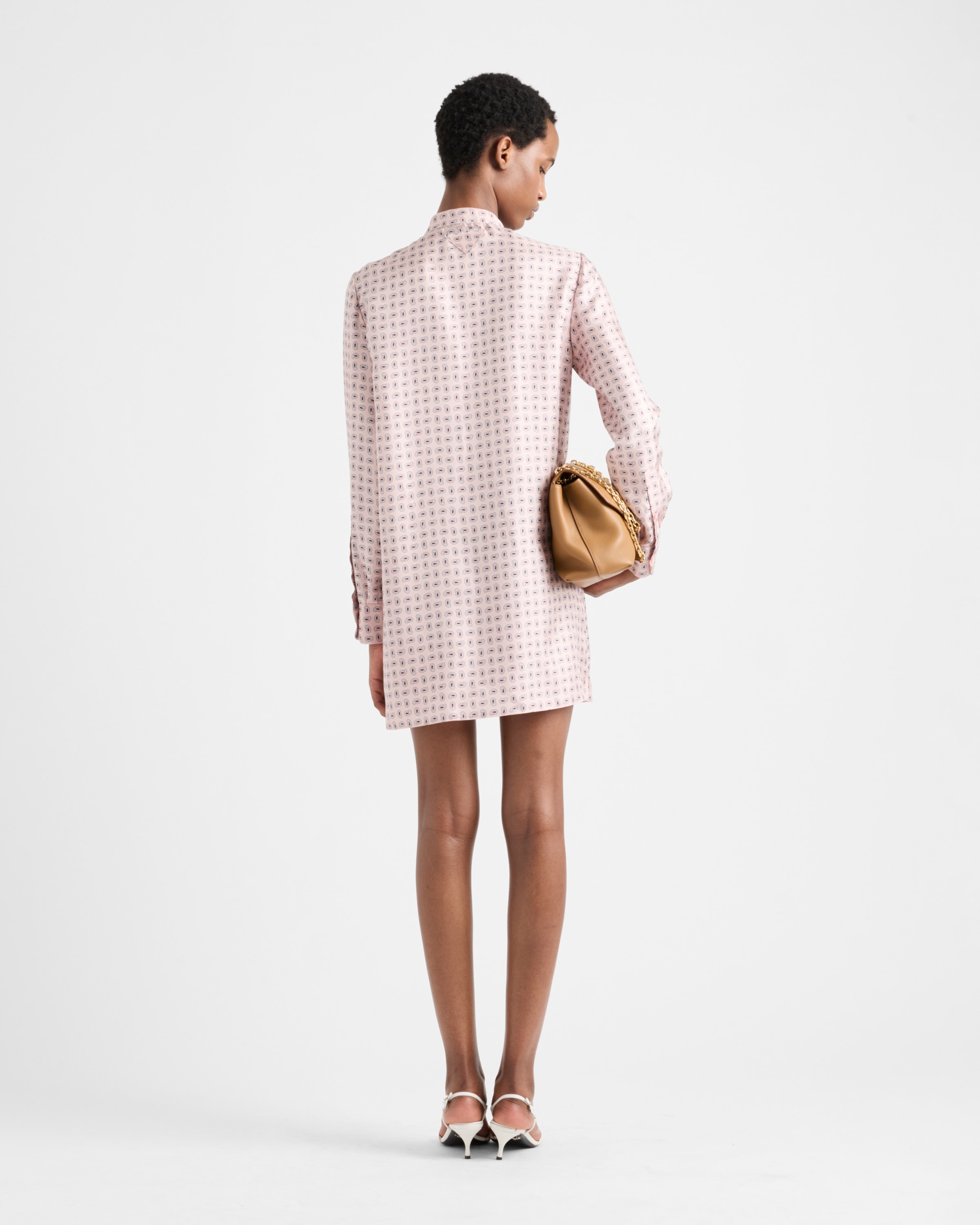 Printed silk twill mini-dress - 5