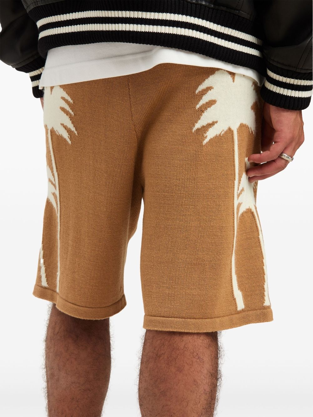 palm tree knitted shorts - 6