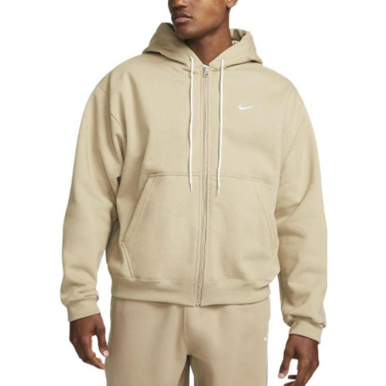 Men's Nike Solid Color Loose Zipper Jacket Us Edition Khaki DH5042-247 - 4