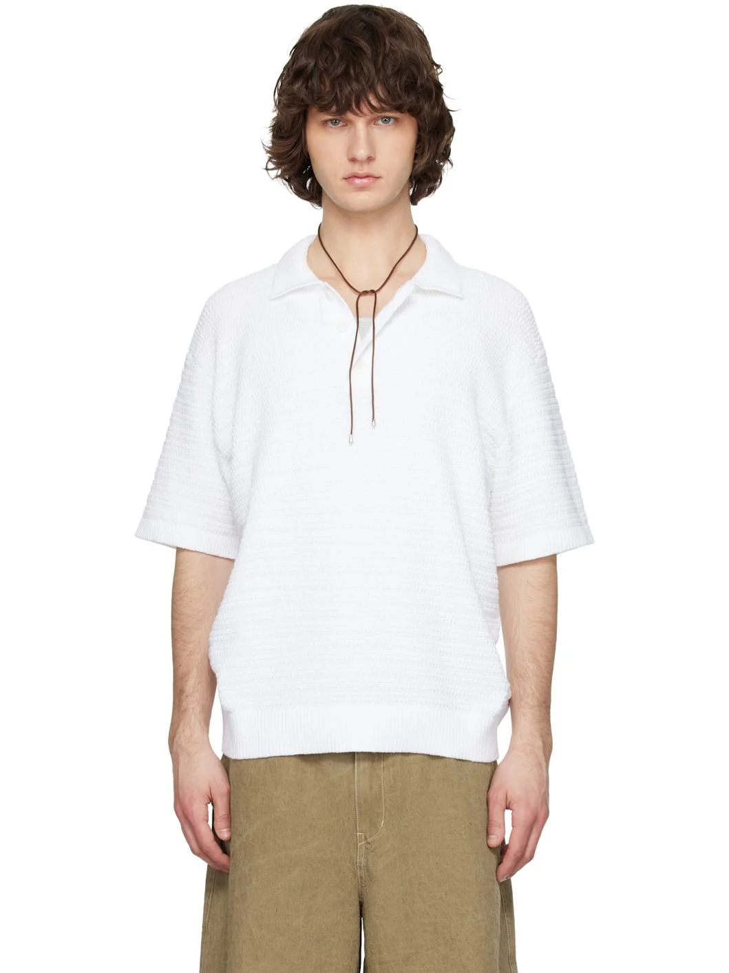 White Textured Polo - 1
