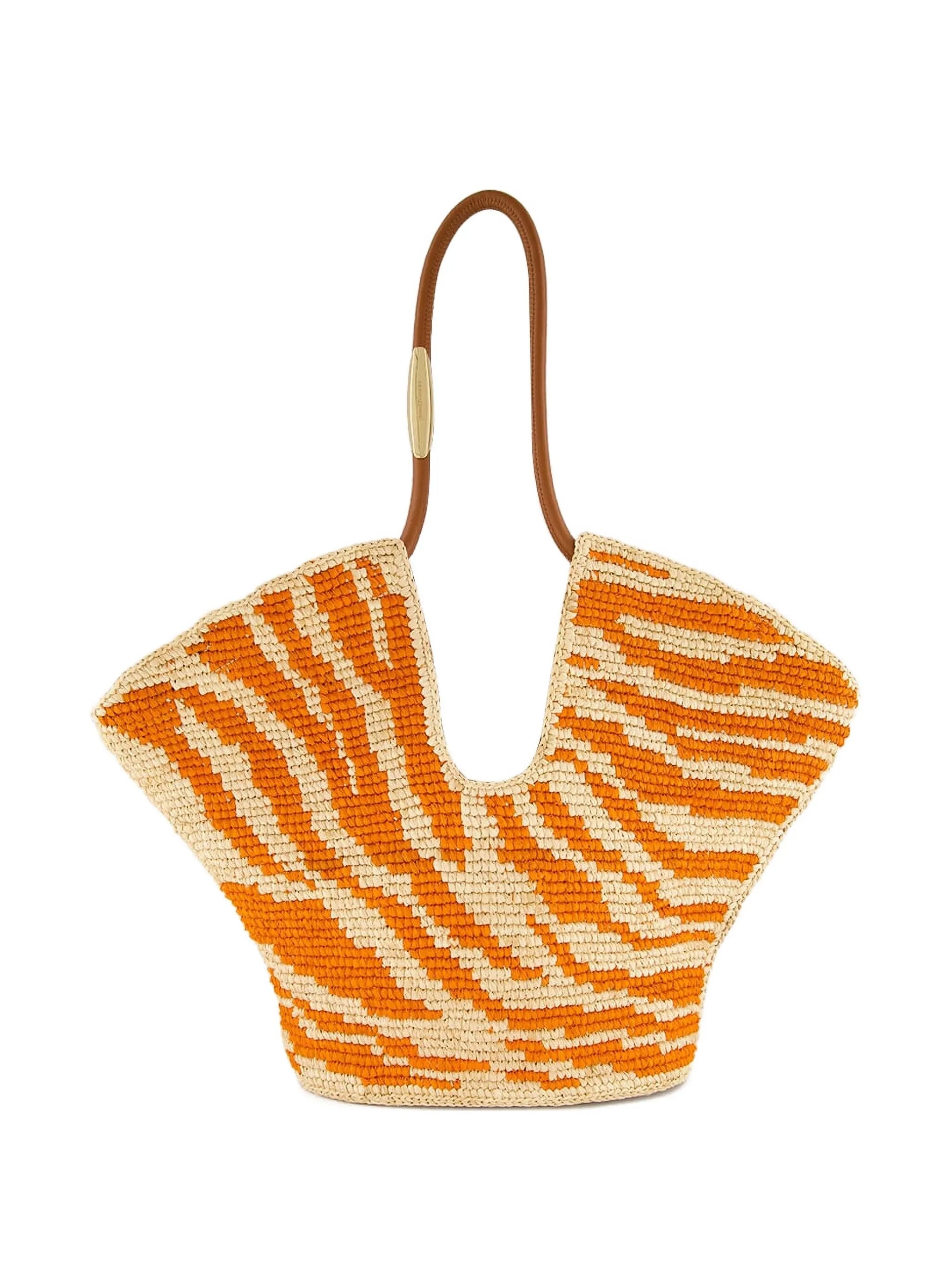Zimmermann Medium Goldentime Zebra-print Raffia Tote Bag - 1