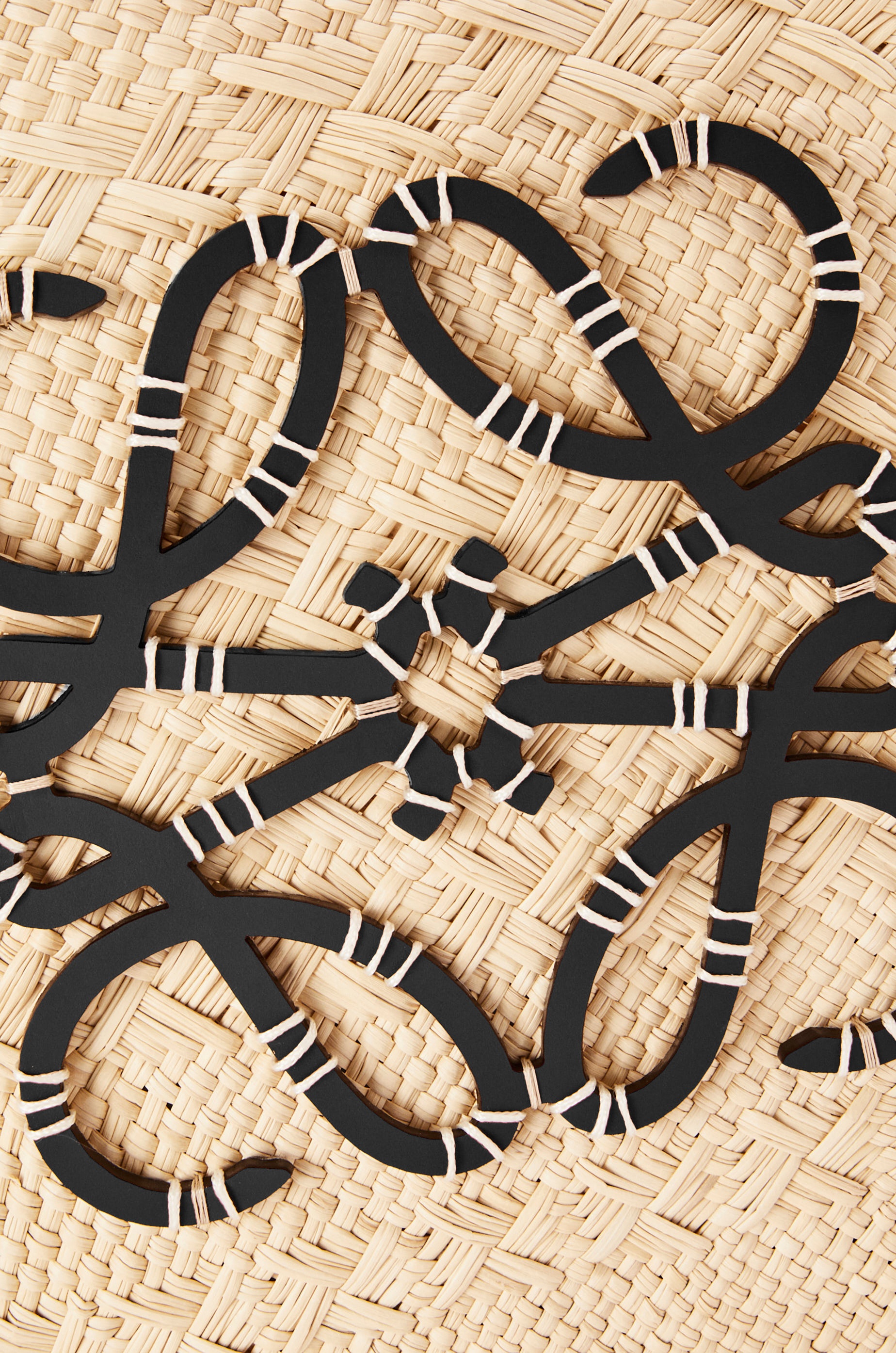 Small Anagram Basket bag in iraca palm and calfskin - 7