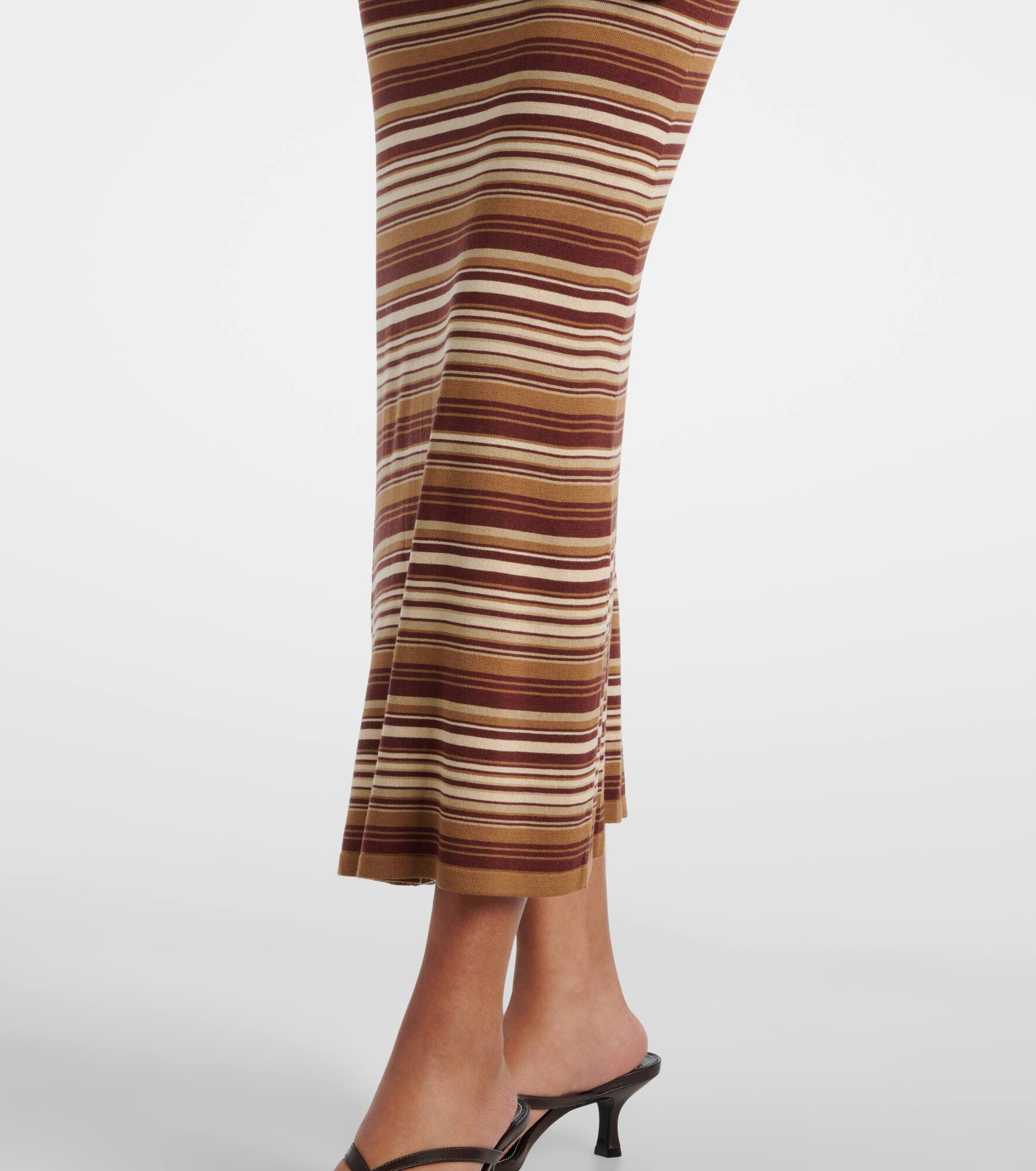 Striped silk-blend midi dress - 5