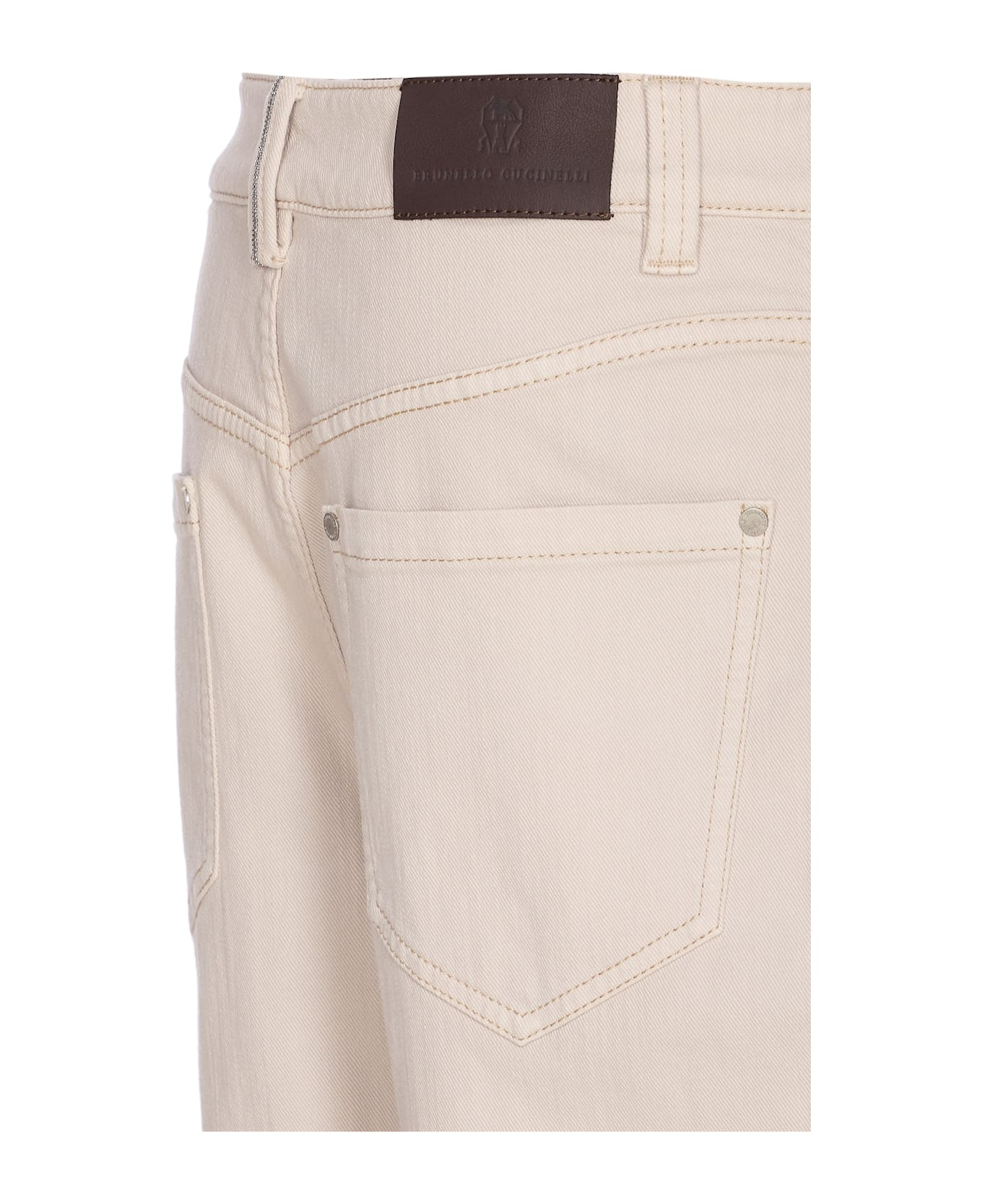 Loose Barrel Denim Pants With Monile - 3