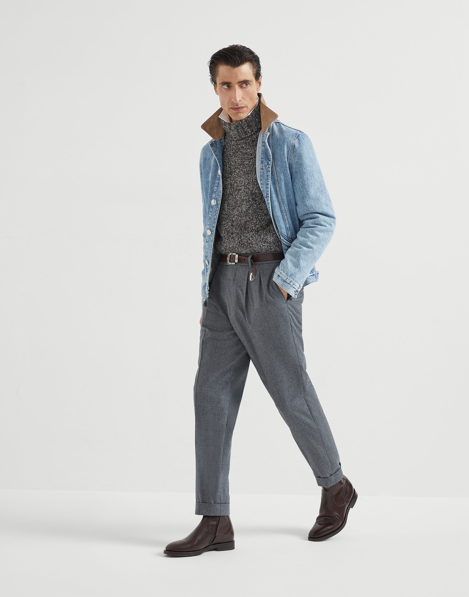 Flecked alpaca, virgin wool and cashmere turtleneck sweater with raglan sleeves - 5