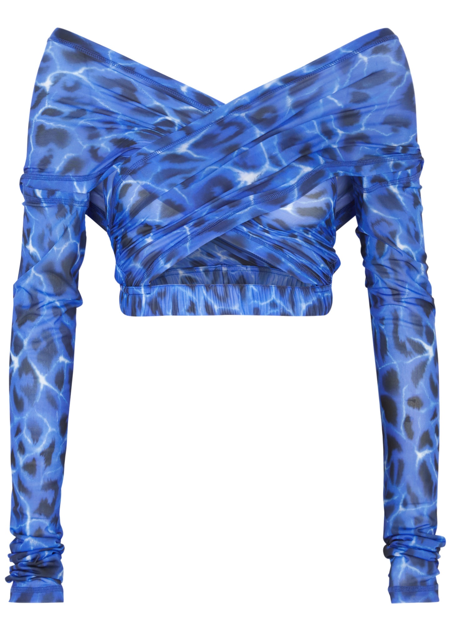Anti Cross Over printed stretch-tulle top - 1