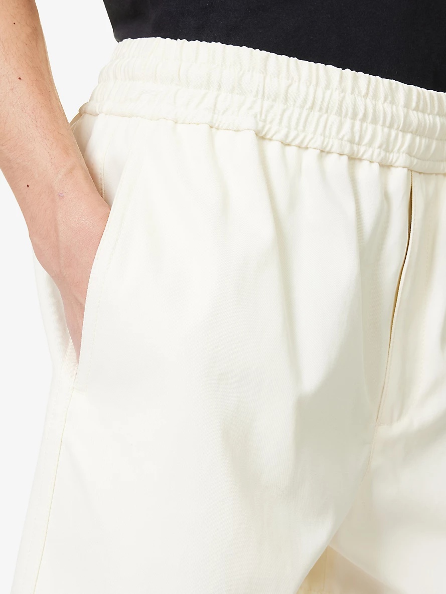 Elasticated-waist slip-pocket cotton-twill shorts - 6
