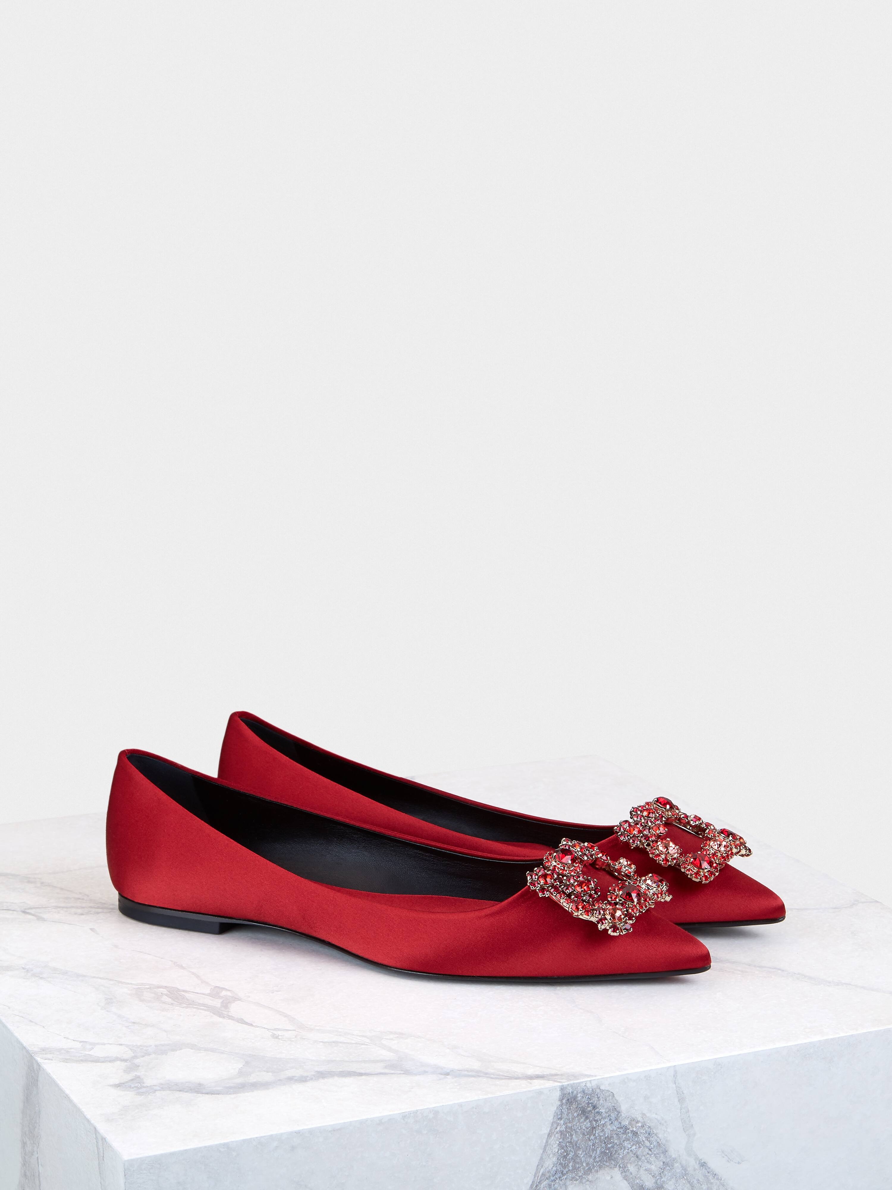 Flower Strass Buckle Ballerinas in Satin - 2