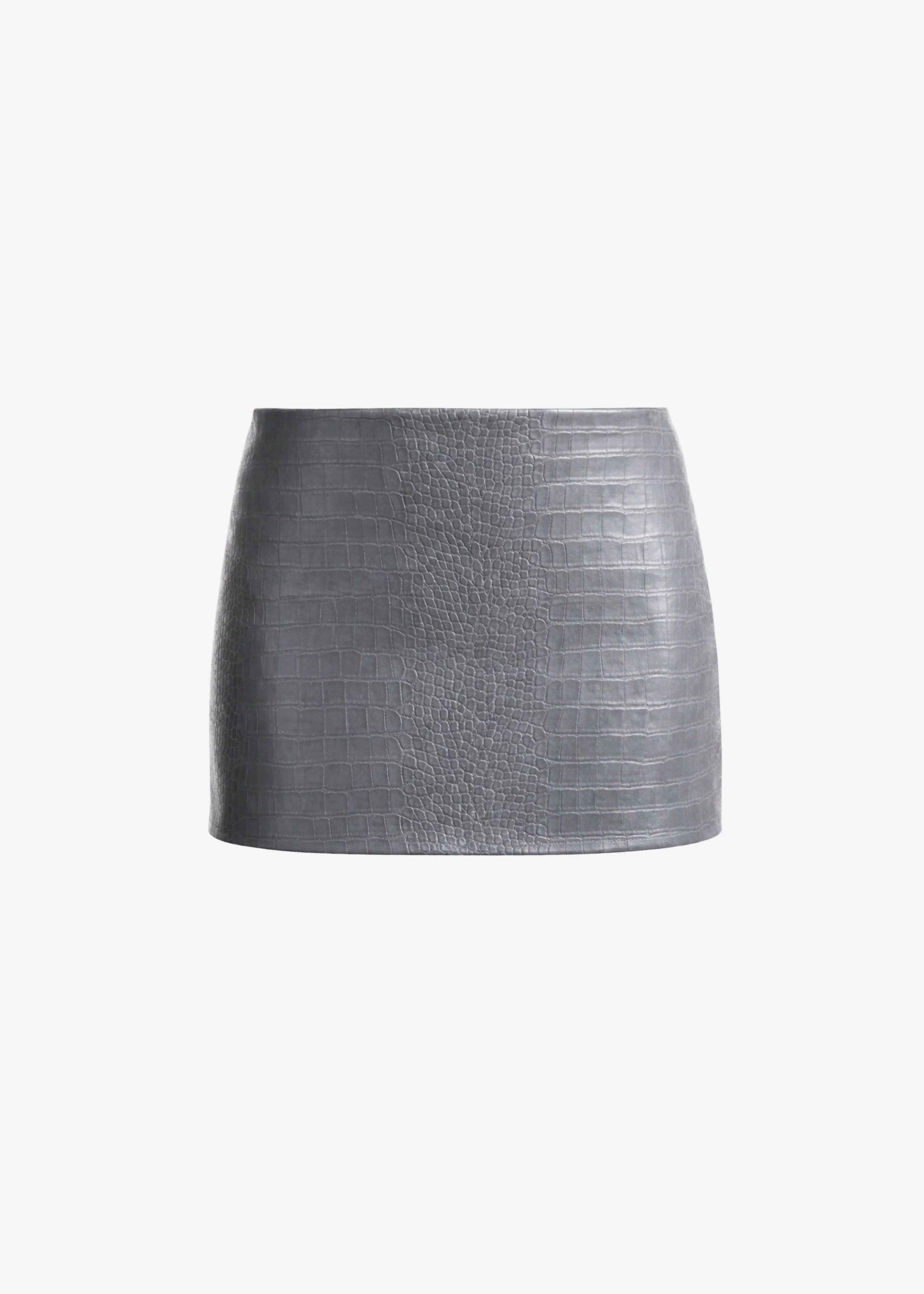 Leona Croc Faux Leather Mini Skirt - Grey - 1