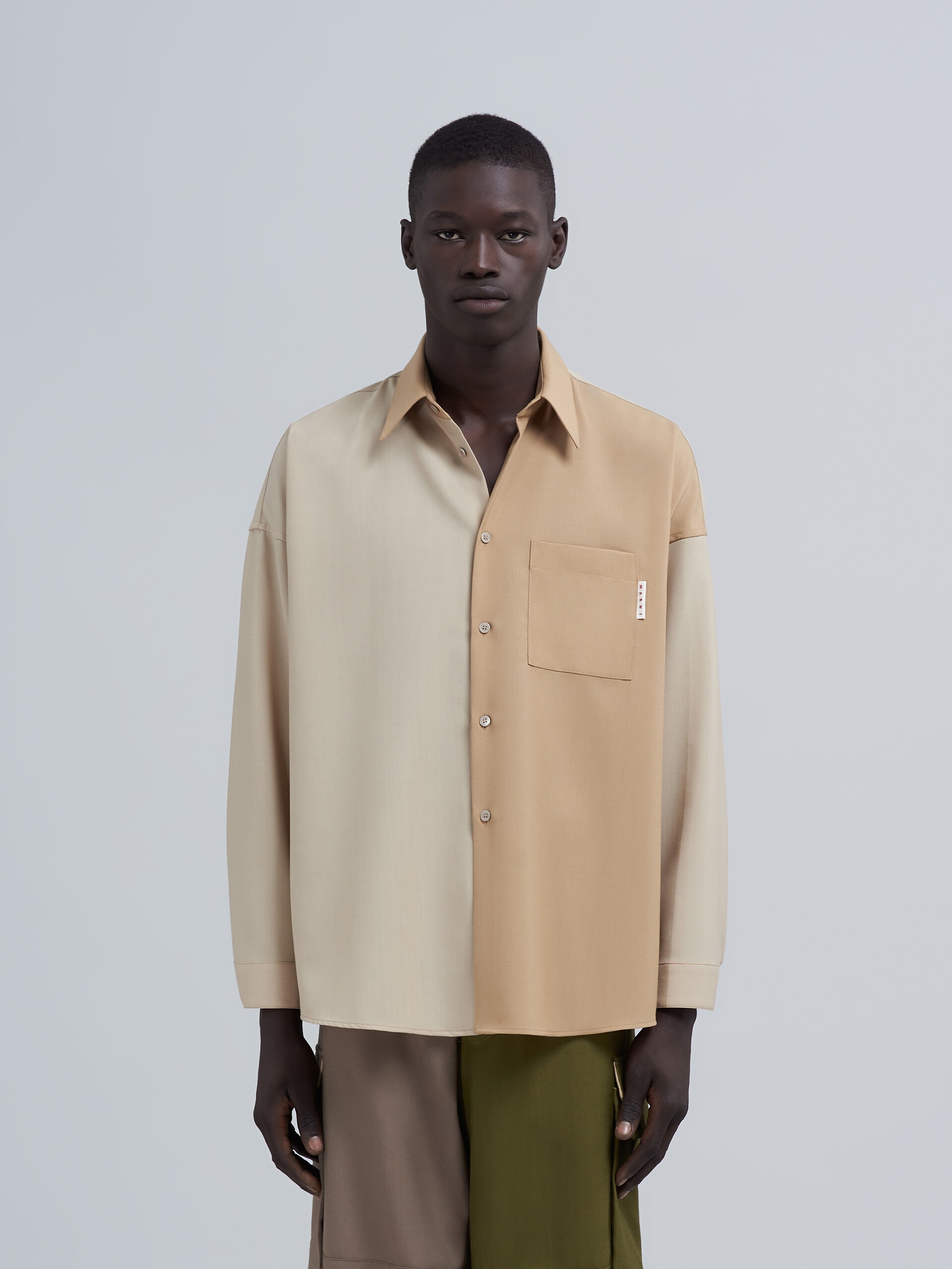 COLOURBLOCK TROPICAL WOOL SHIRT - 2