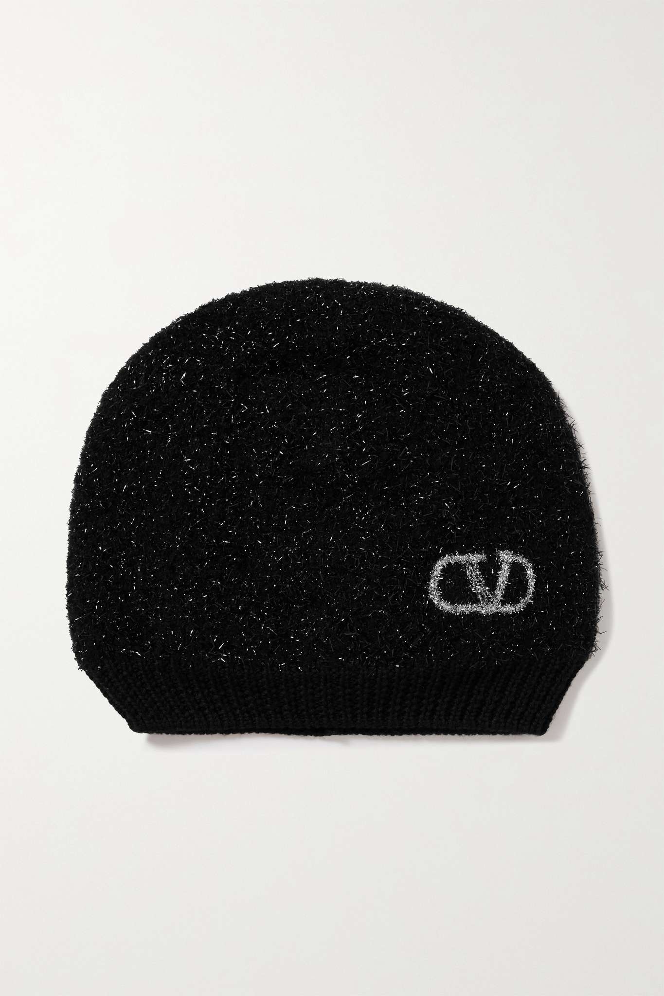 Embroidered metallic wool-blend beanie - 1