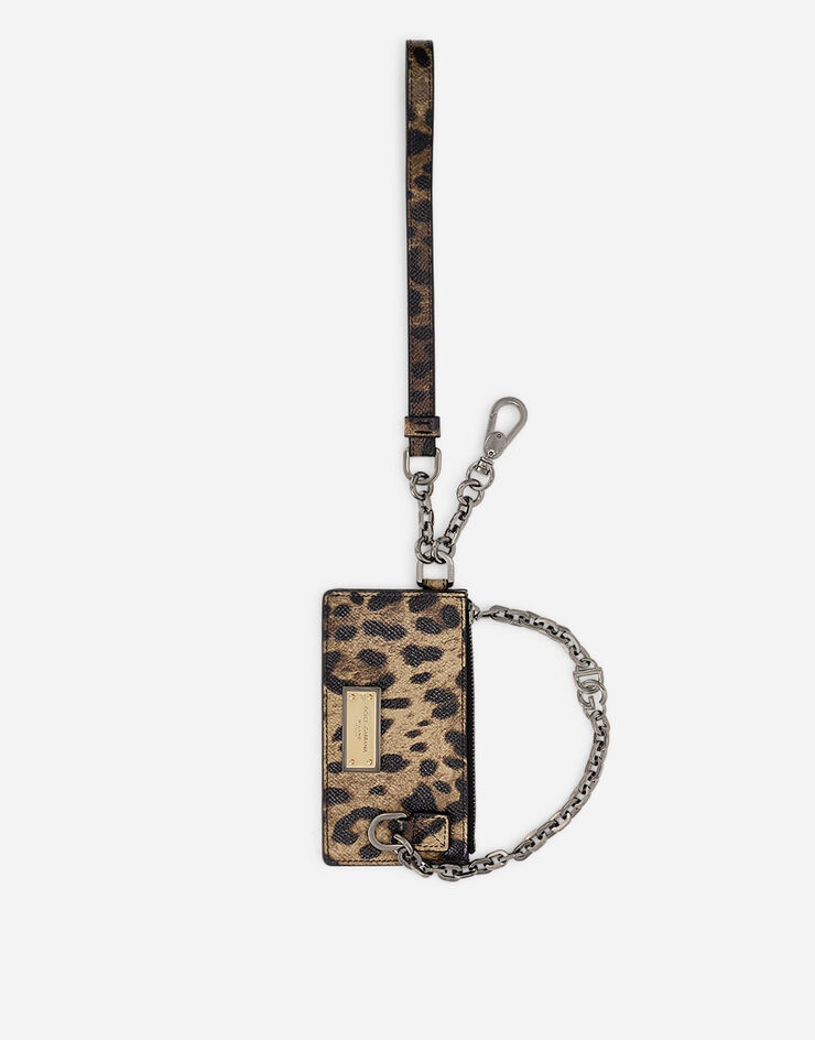 Dauphine calfskin card holder with leopard print - 1