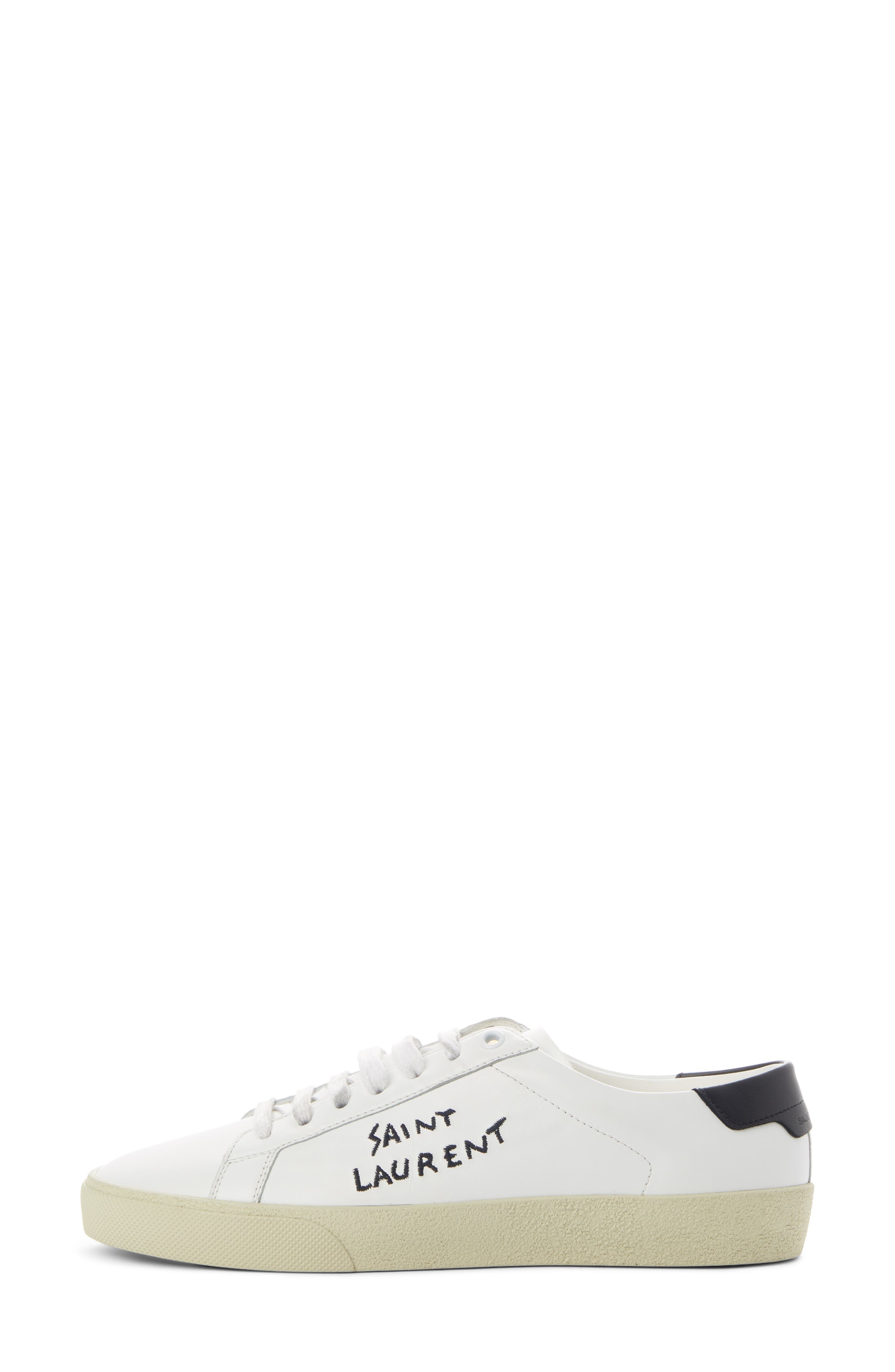 Saint Laurent Court Classic Low Top Sneaker in White/Black at Nordstrom - 3