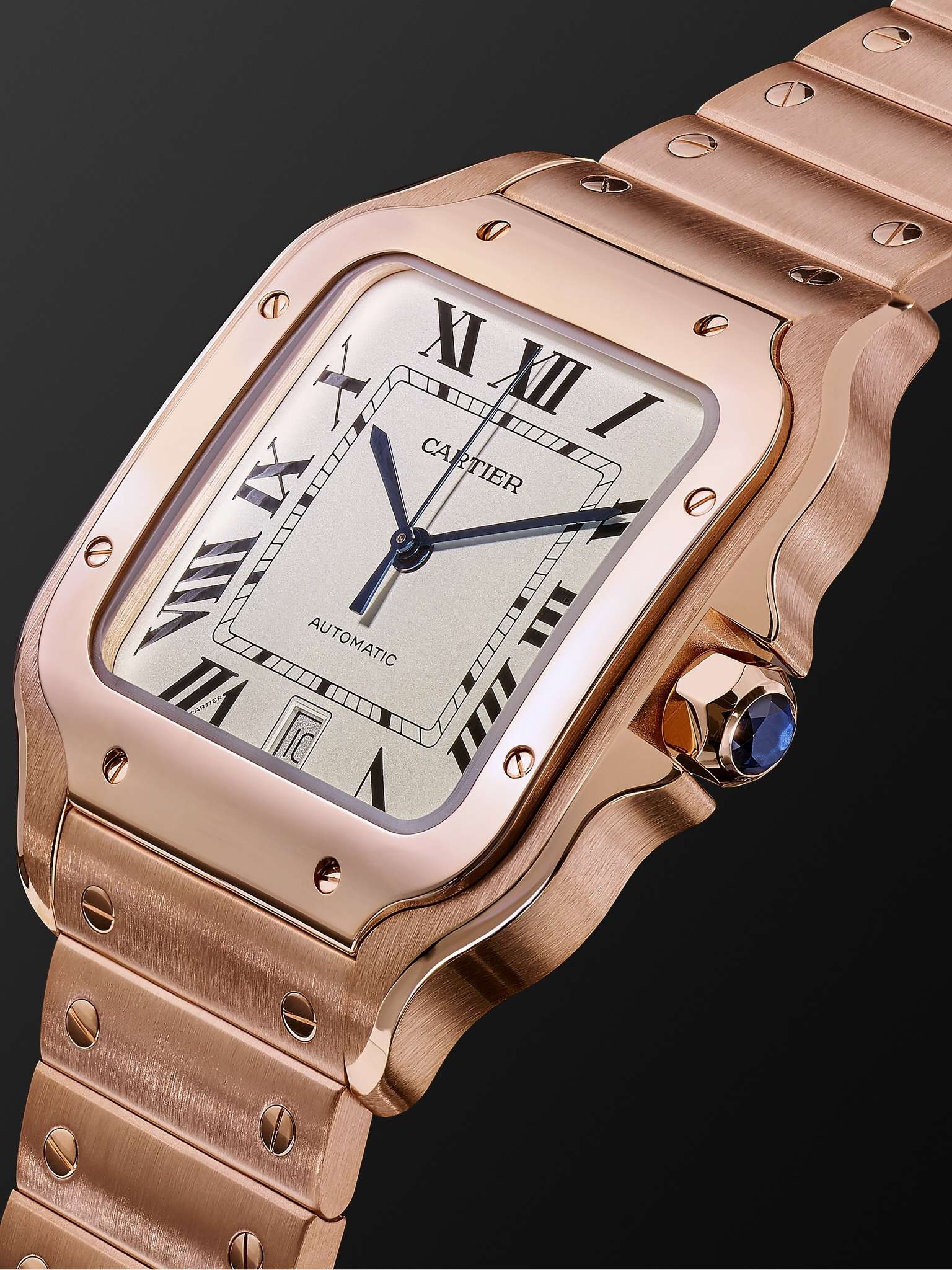 Santos Automatic 39.8mm 18-Karat Pink Gold Interchangeable Alligator Watch, Ref. No. WGSA0007 - 4