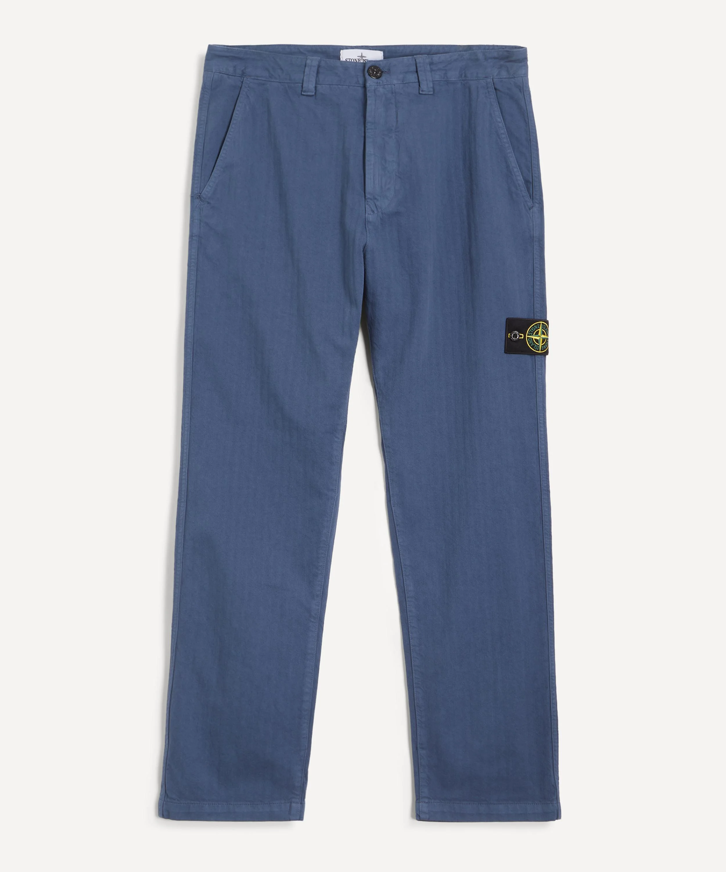 Cotton Herringbone Chinos in Slate Blue - 1
