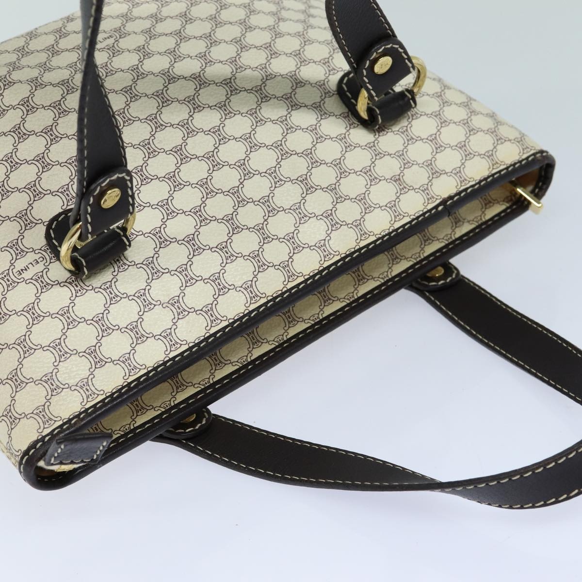 CELINE Macadam Canvas Hand Bag Pvc White - 6
