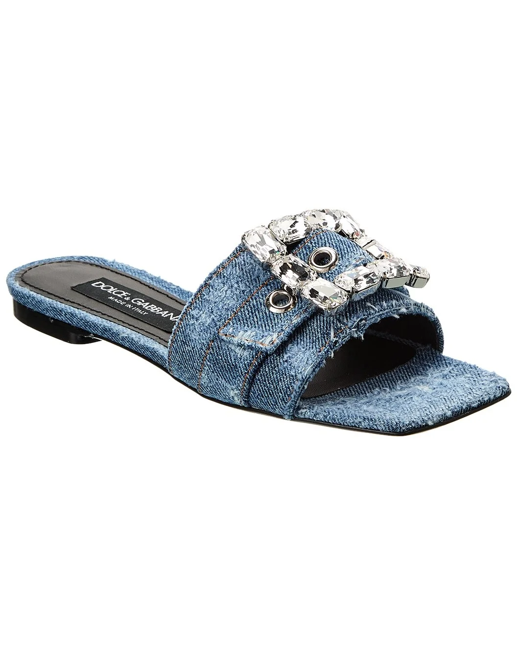Dolce & Gabbana Rhinestone Buckle Denim Sandal - 1