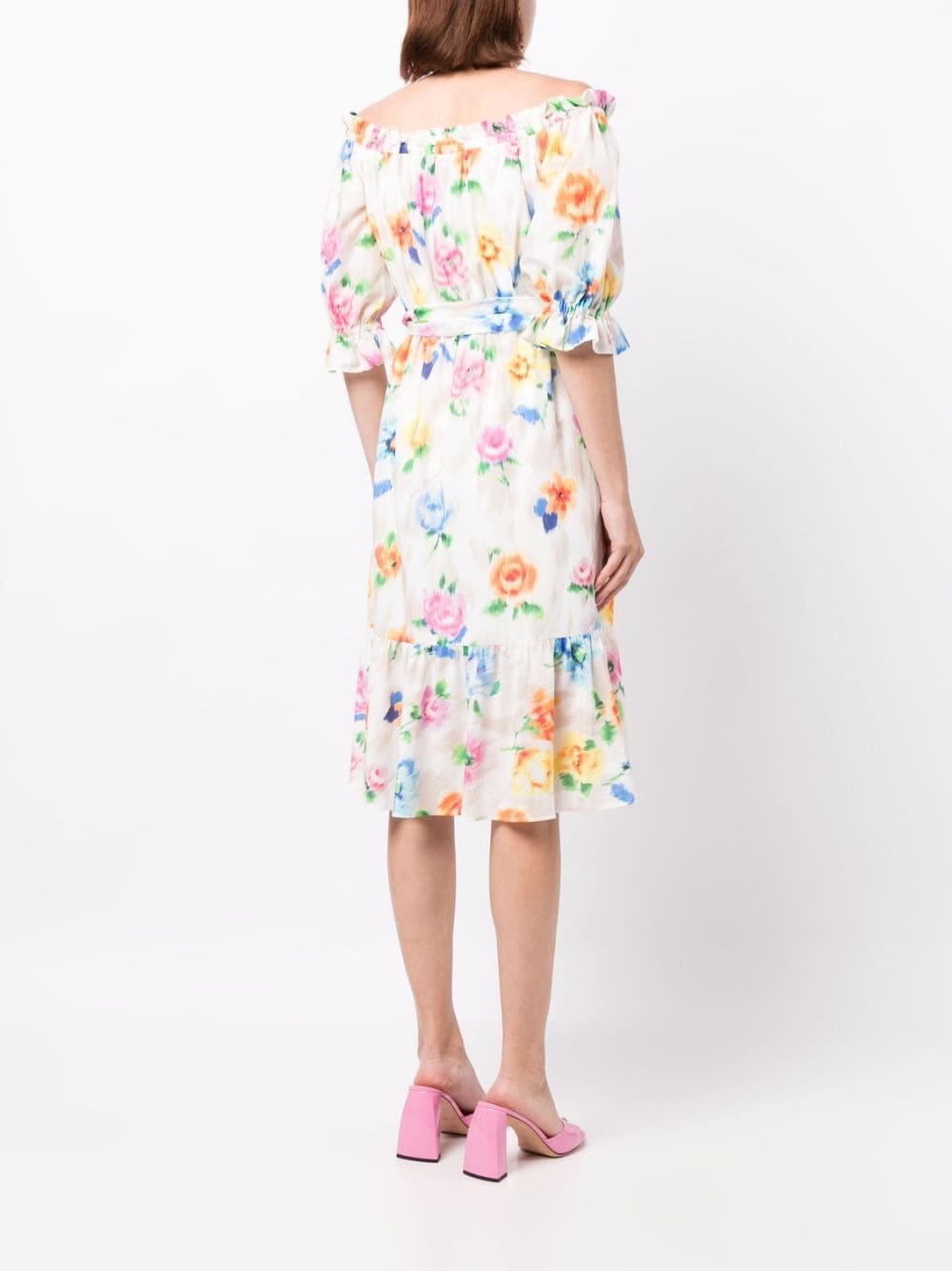 floral-print belted dress - 4