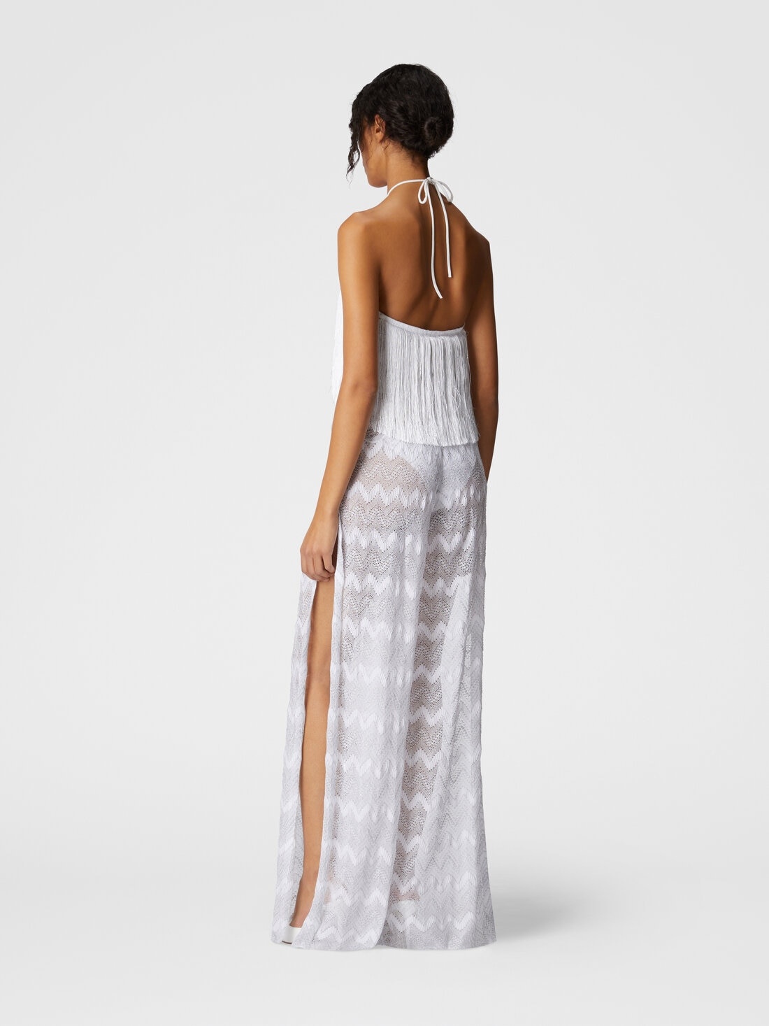 Zig zag lamé viscose jumpsuit with fringes - 3