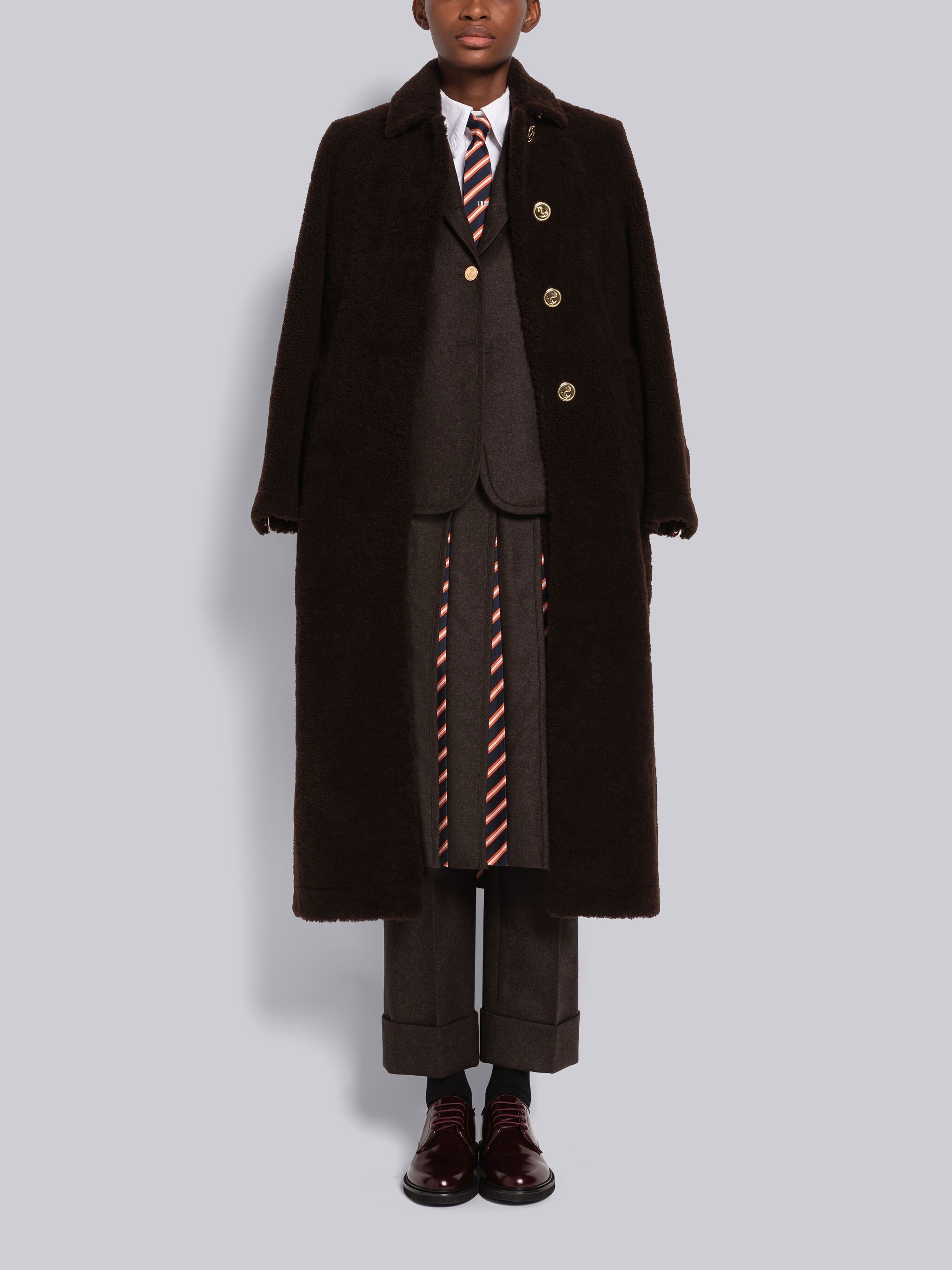 Dyed Shearling Elongated Bal Collar Overcoat - 4