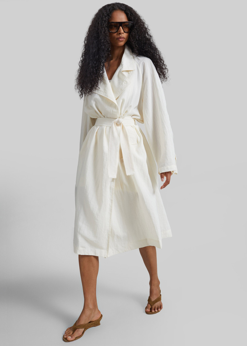 Rosora Sheer Fluid Trench Coat - Cream 8