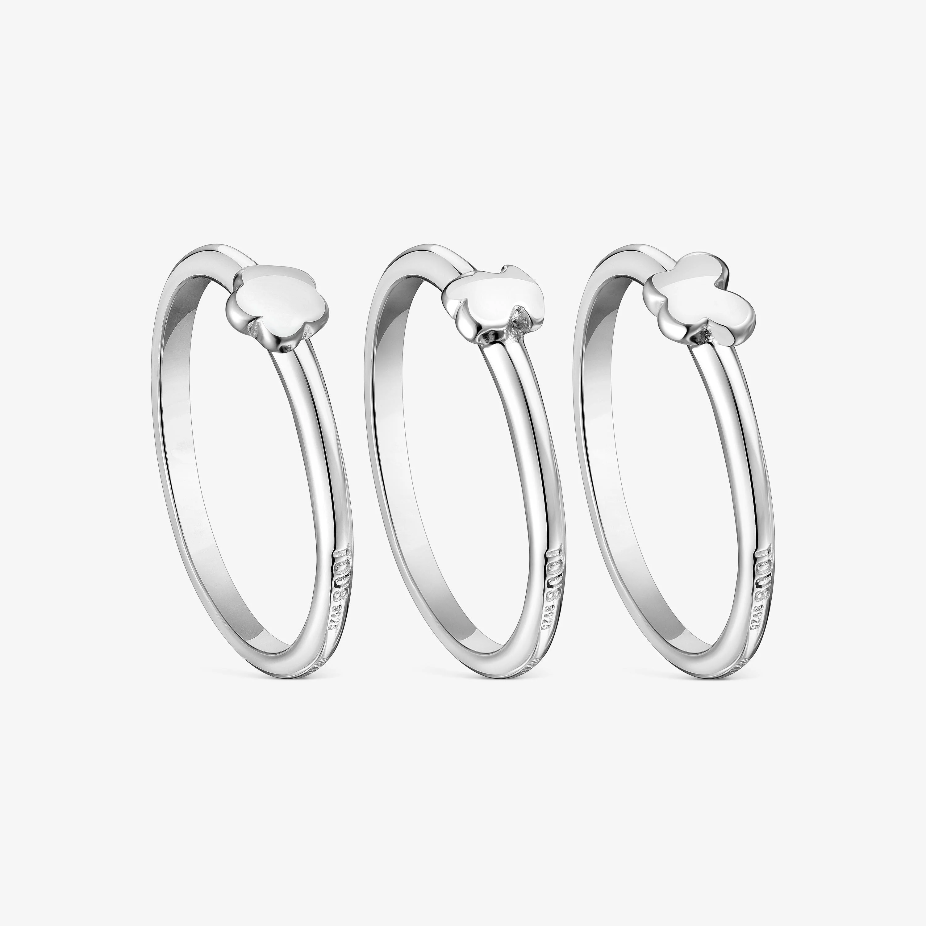 Set of three silver Bold Motif motif Rings - 1