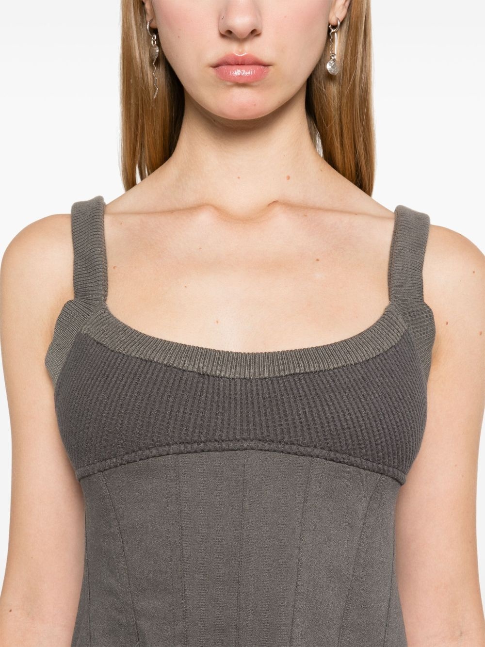 waffle-knit corset mini dress - 5