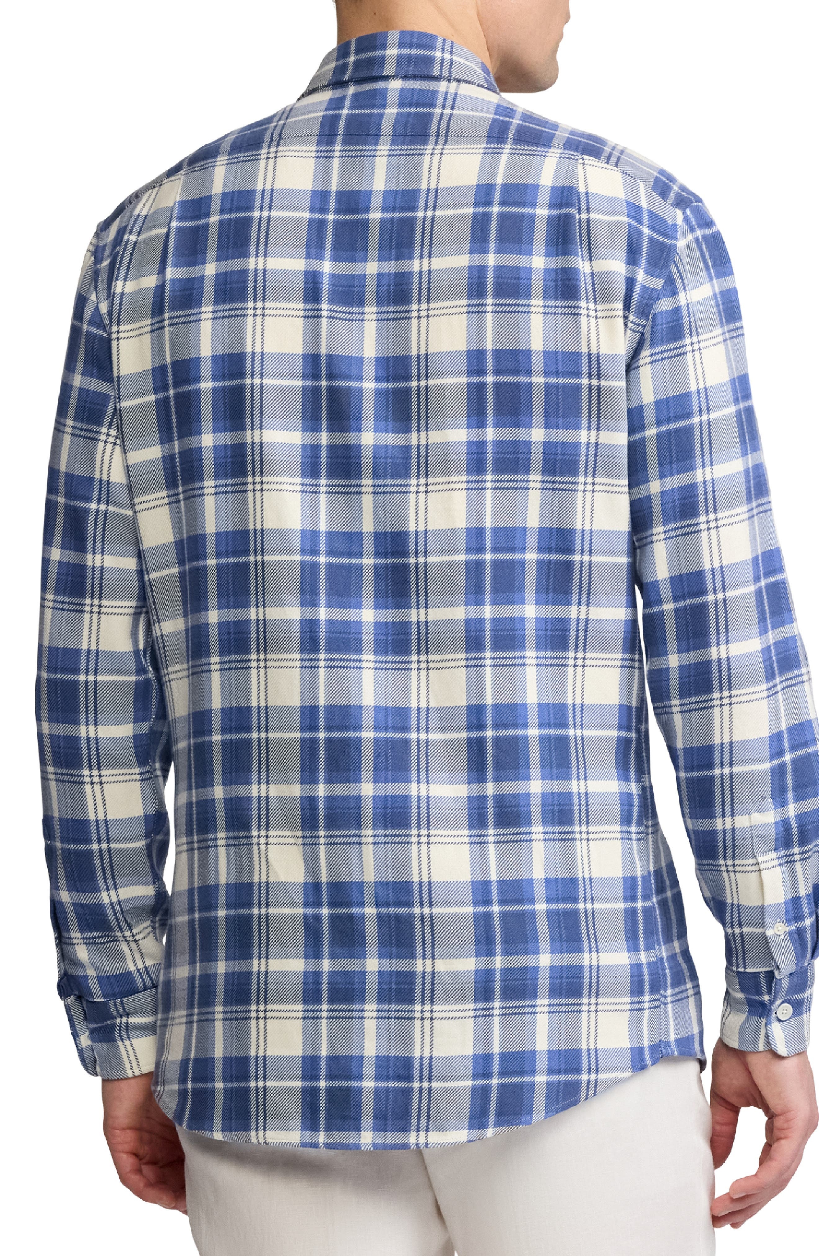 Ralph Lauren Purple Label Plaid Cotton Twill Button-Up Shirt in Blue /Cream at Nordstrom - 2