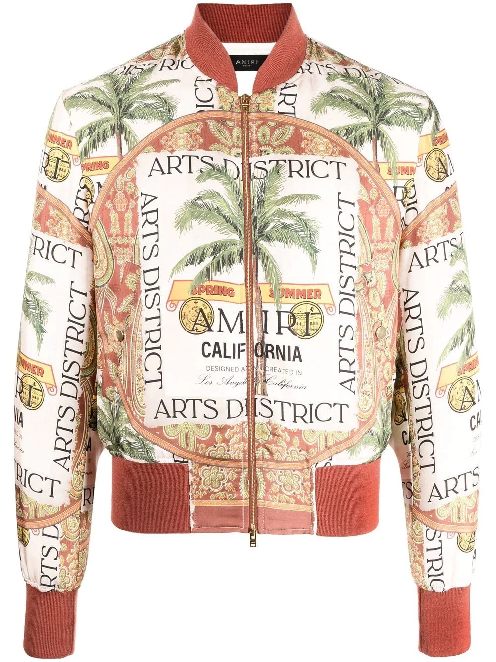 graphic-print silk bomber jacket - 1