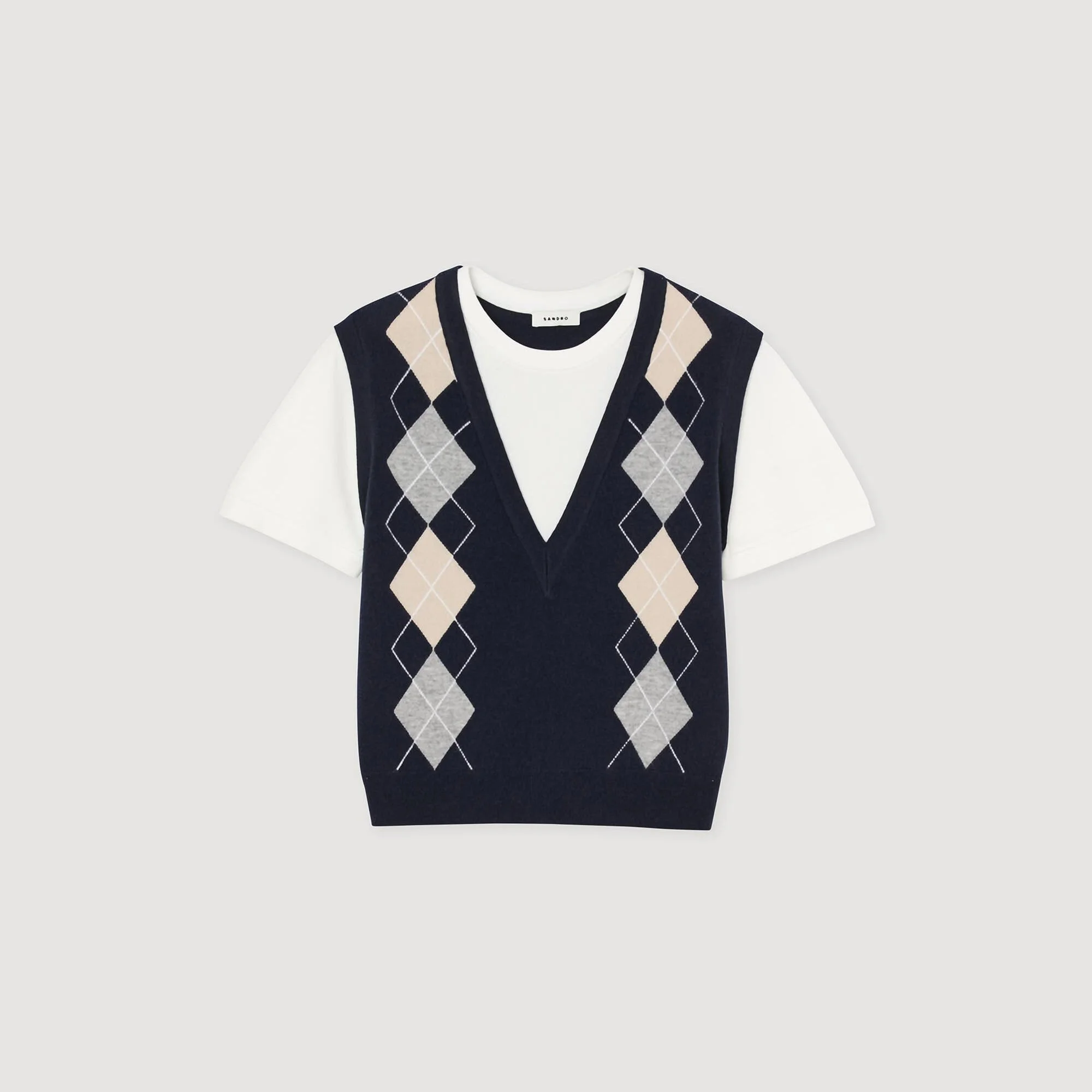 ARGYLE LAYERED EFFECT SWEATER - 1