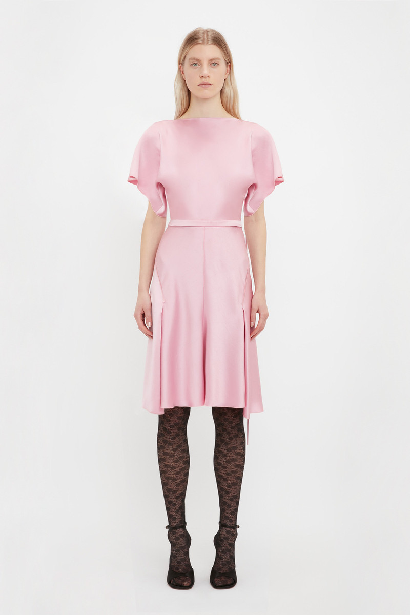 Draped Sleeve Cut Out Mini Dress In Rose 3