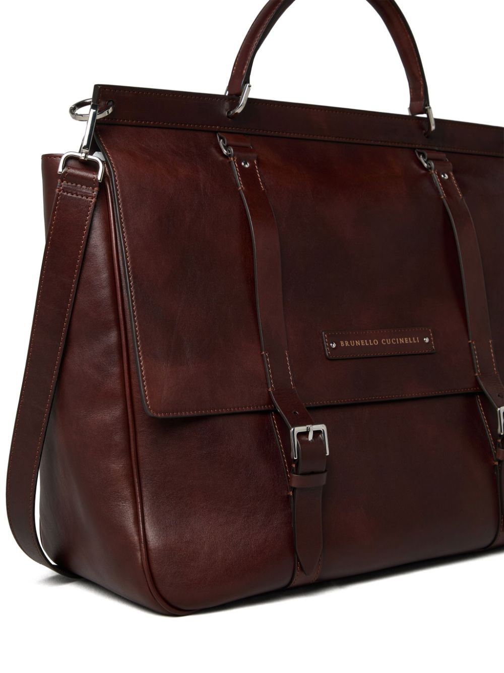 buckle-fastened leather tote bag - 4