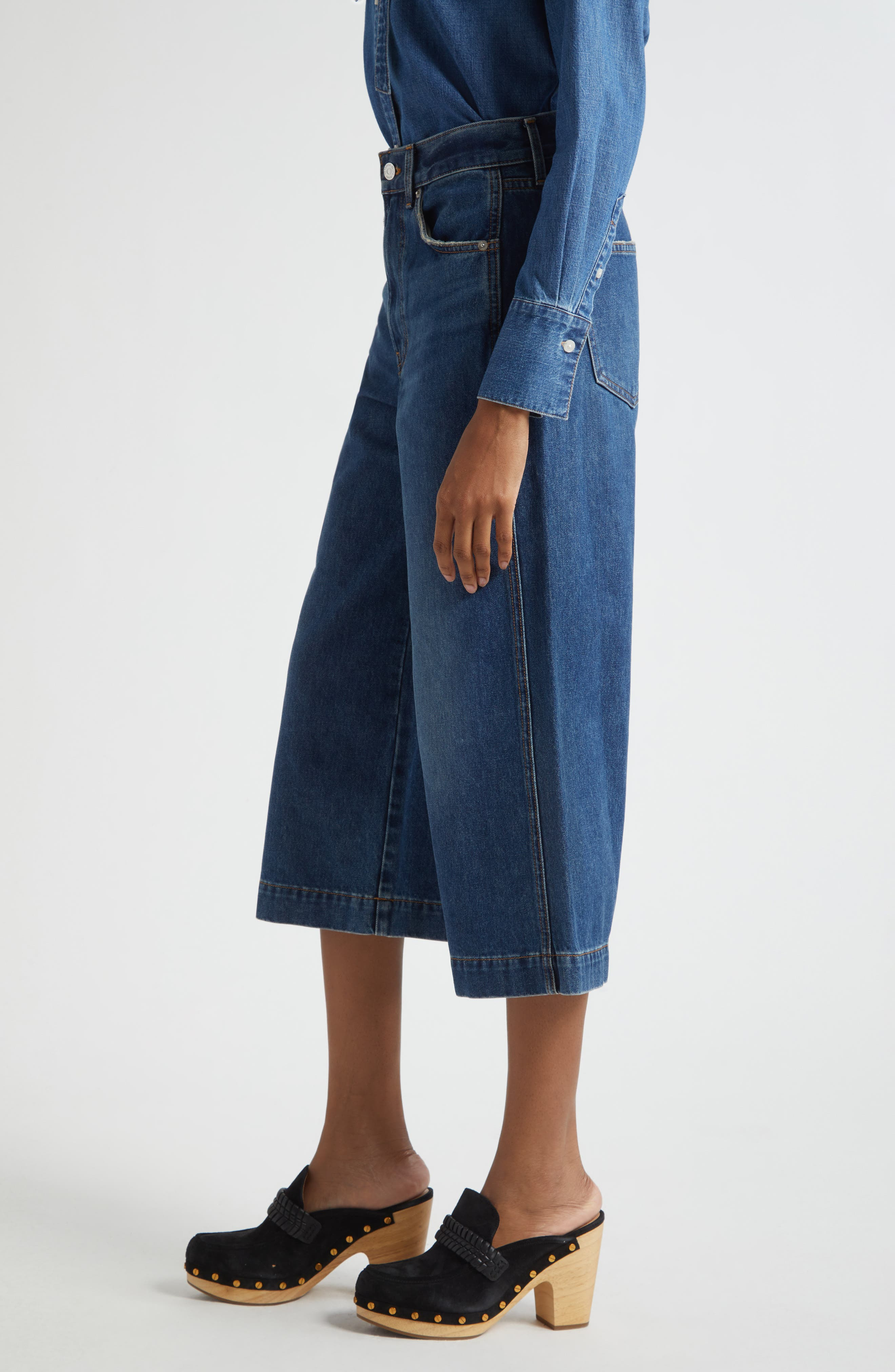 Veronica Beard Marlow High Waist Culotte Jeans in Bandit at Nordstrom - 4
