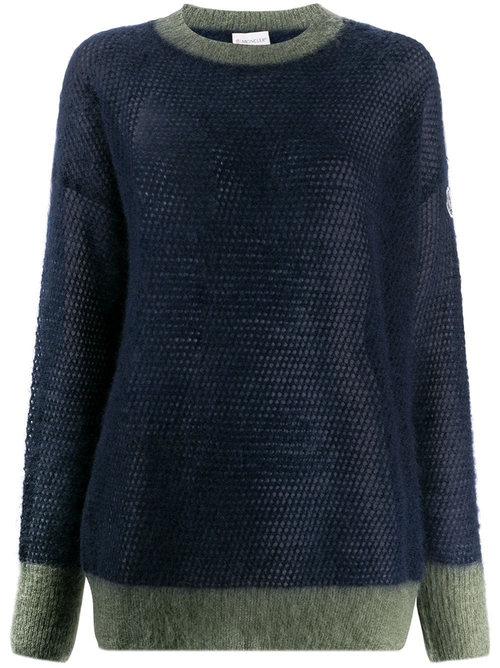 two-tone knit fleece jumper - 1