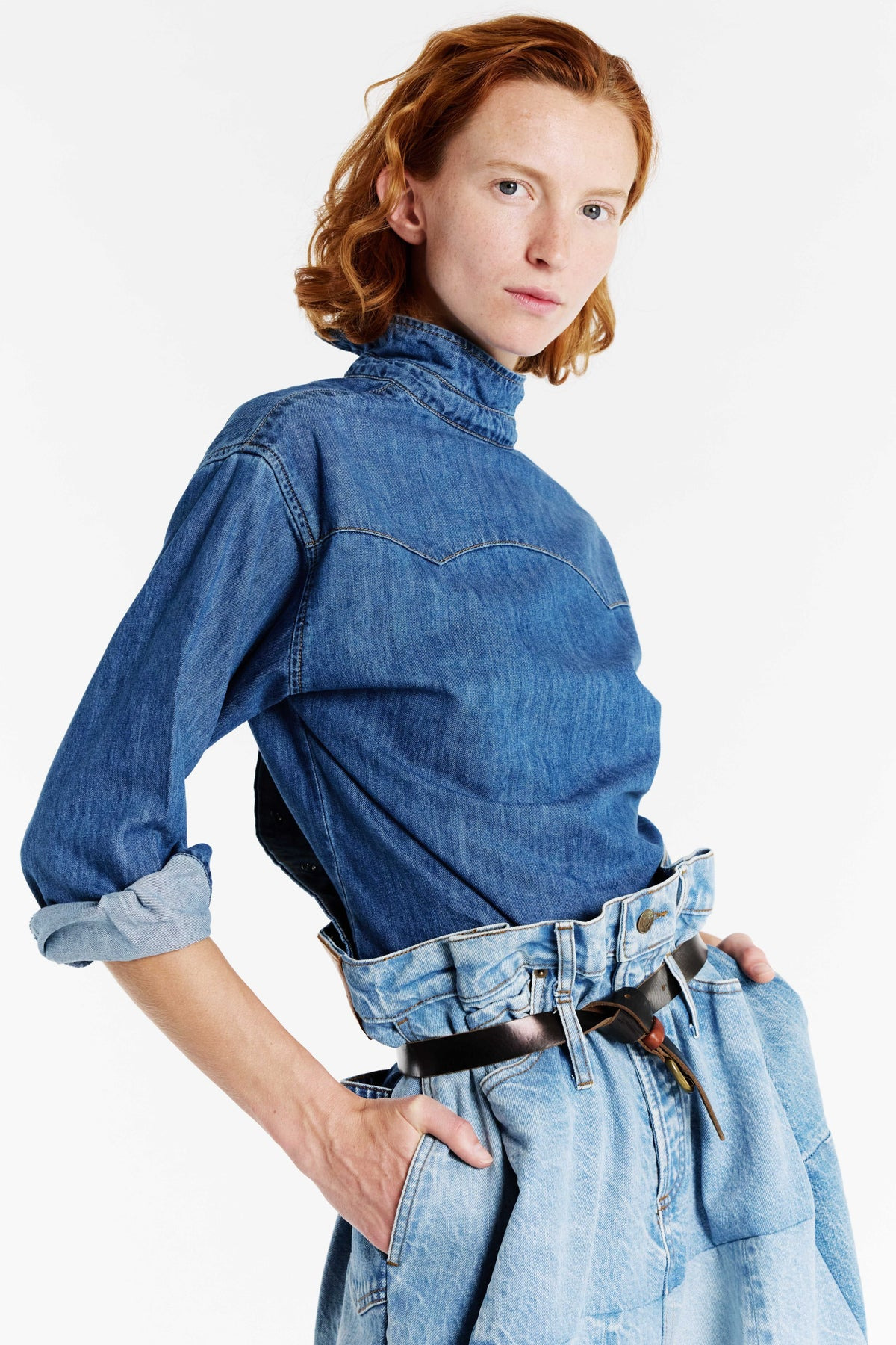 BACK TO FRONT DENIM SHIRT MID BLUE - 2