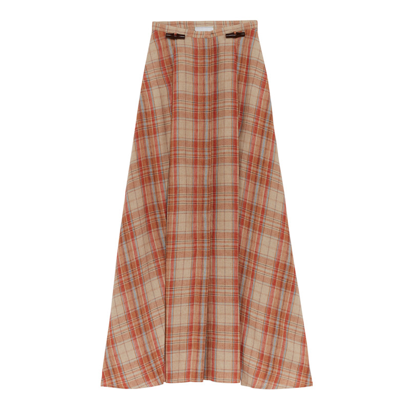 Midi skirt Amber - Plaid linen 1