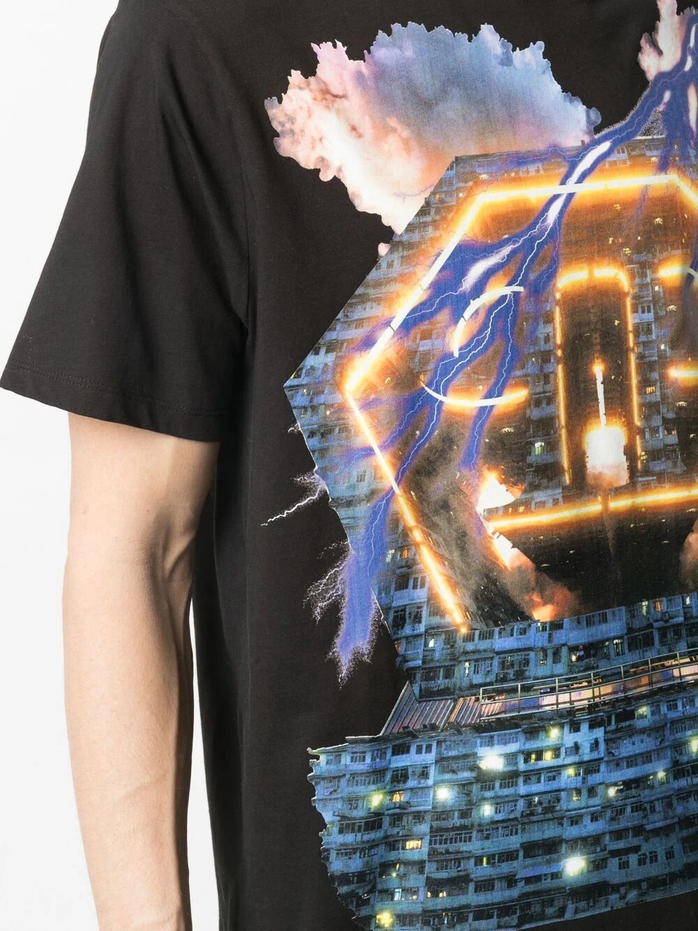 lightning logo building T-shirt - 6