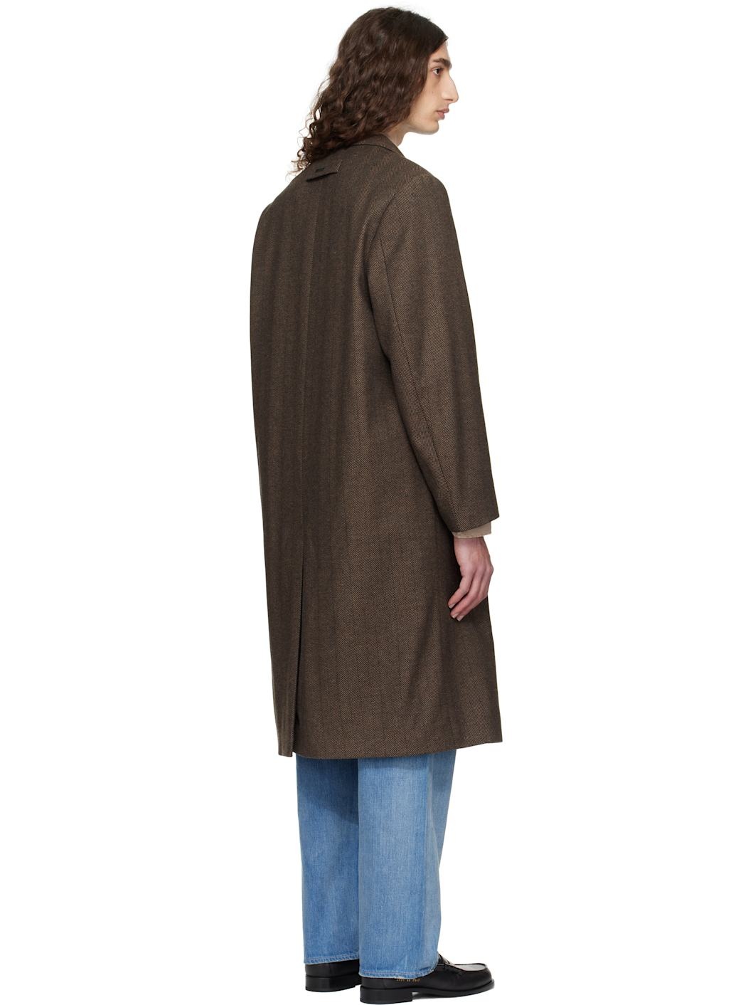 Brown Regular-Fit Concealed Closure Coat - 3