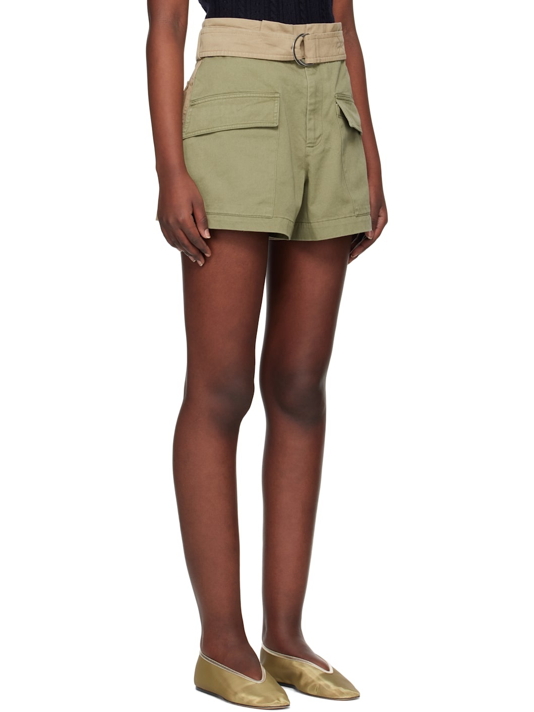 Green & Beige Carolina Shorts - 2
