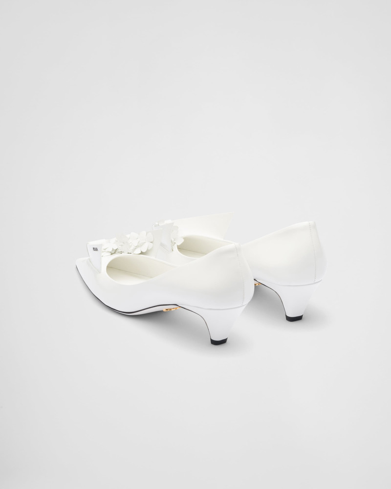 Brushed leather pumps with floral appliqués 5