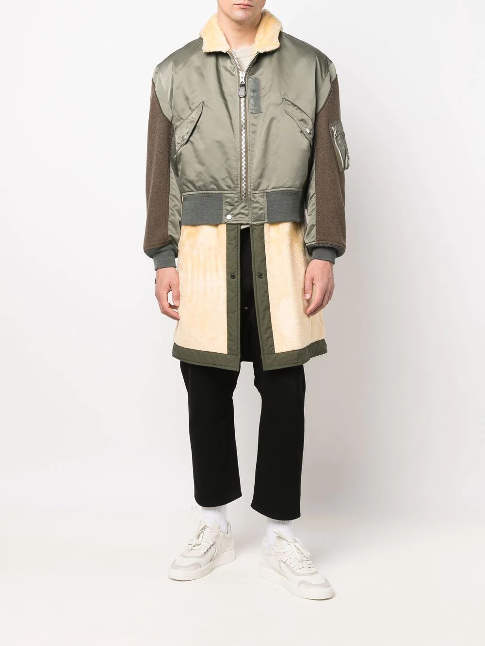 panelled wool coat - 2