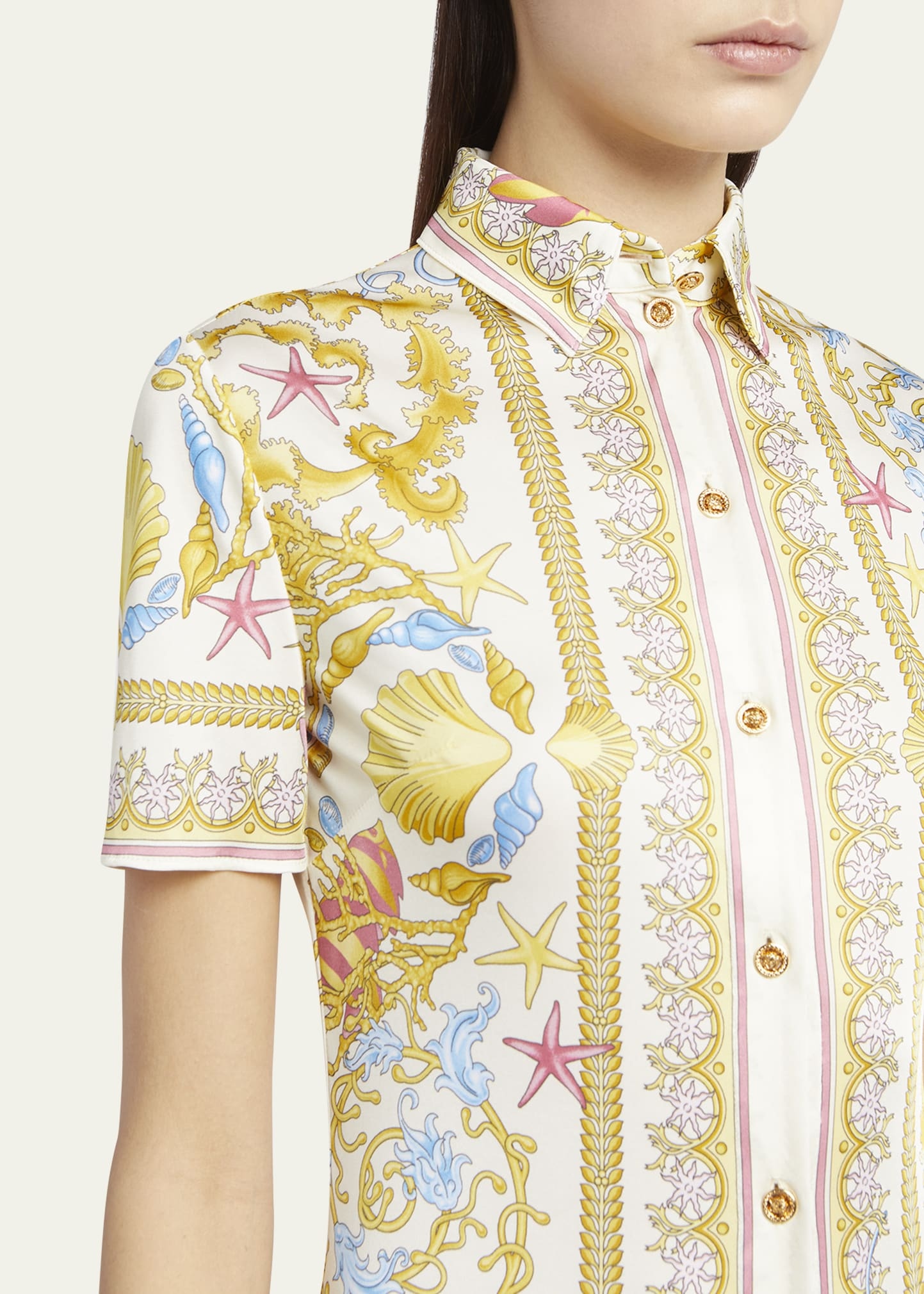 Underwater Baroque-Print Jersey Shirtdress - 5