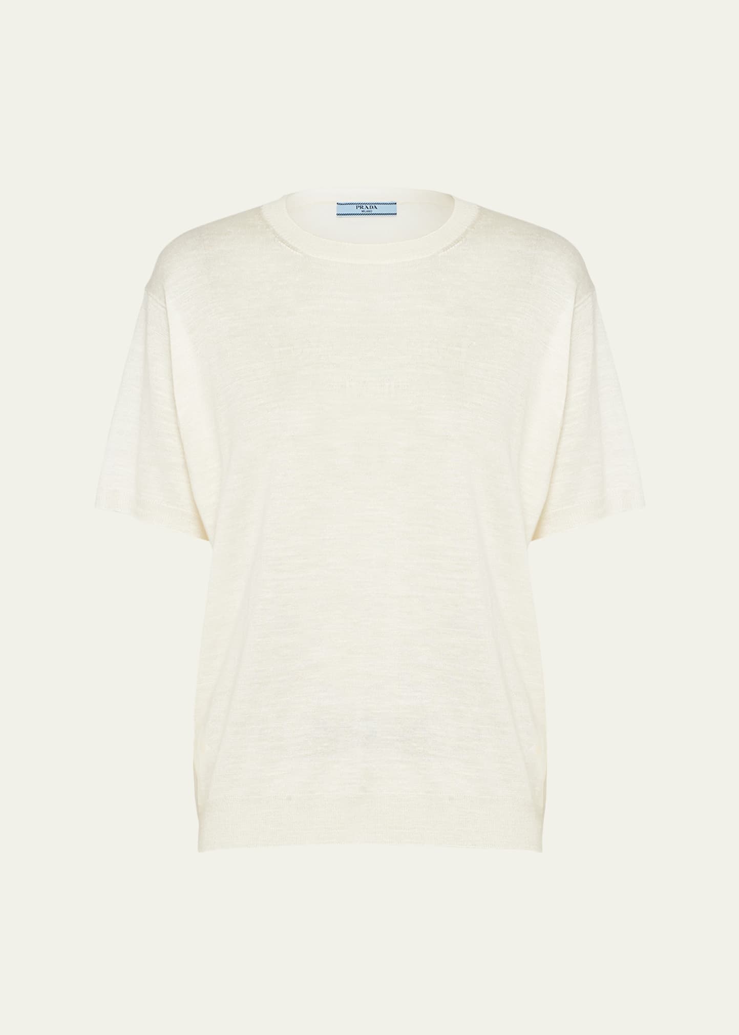 Intarsia Logo Silk Linen Knit Shirt - 1